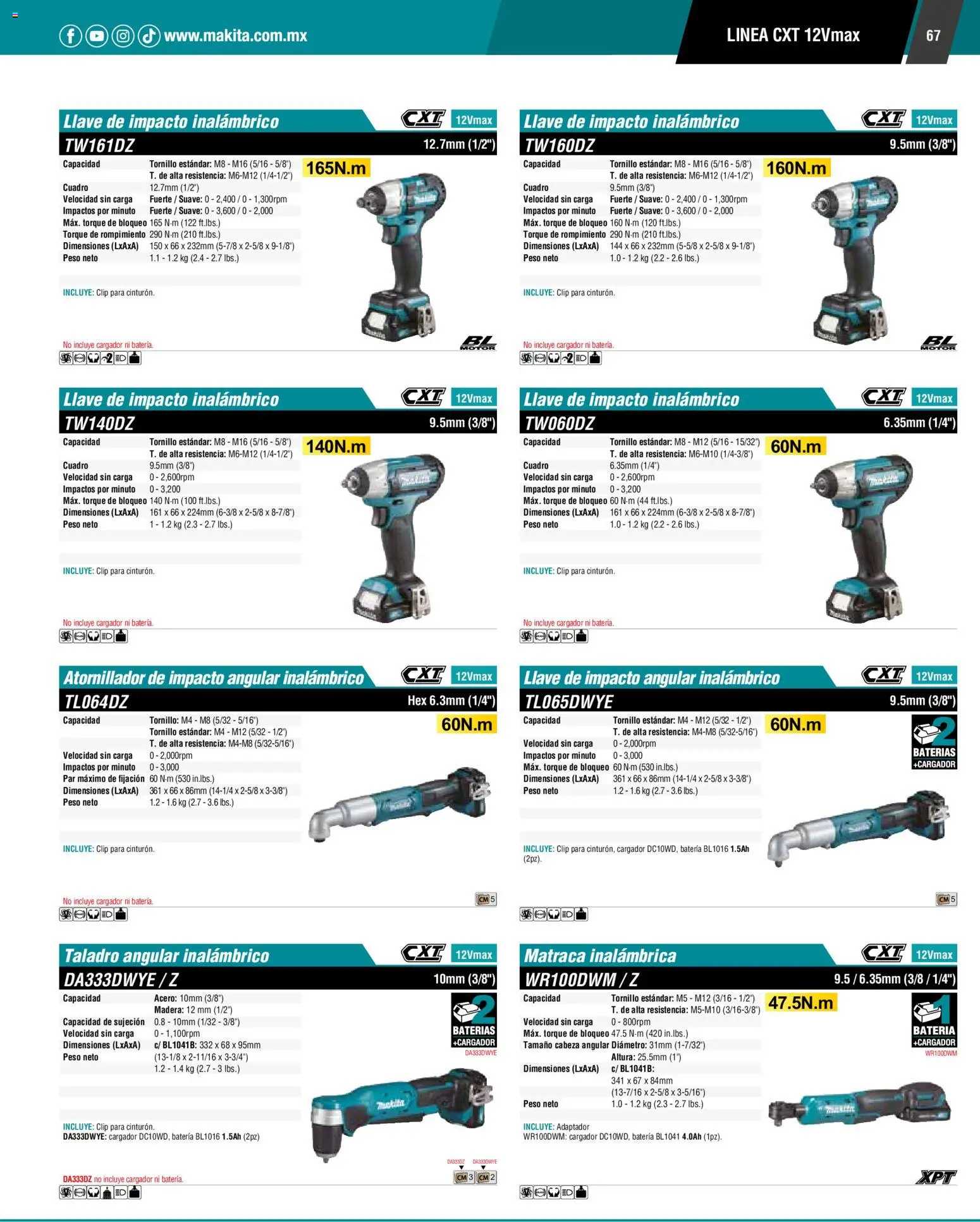 Nuevas ofertas de Makita válidas en toda la República Mexicana desde el 01.01.2024. ¡Encuentra las mejores ofertas en Makita catálogo General! | Página: 67 | Productos: Cuadro, Cargador, Adaptador, Batería
