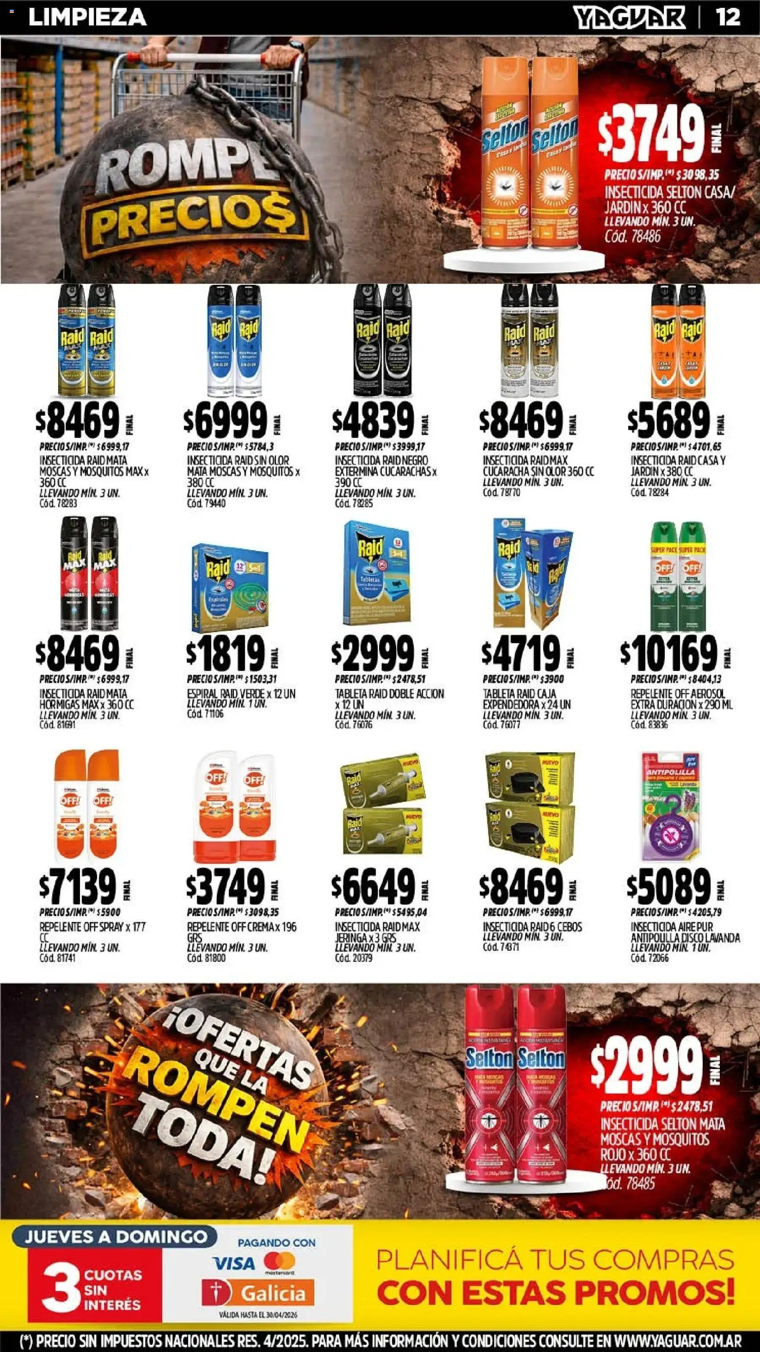 Yaguar - Oferta Semanal Chaco │ válido desde el 20.04.2026 | Página: 12 | Productos: Mata moscas, Repelente, Disco, Insecticida