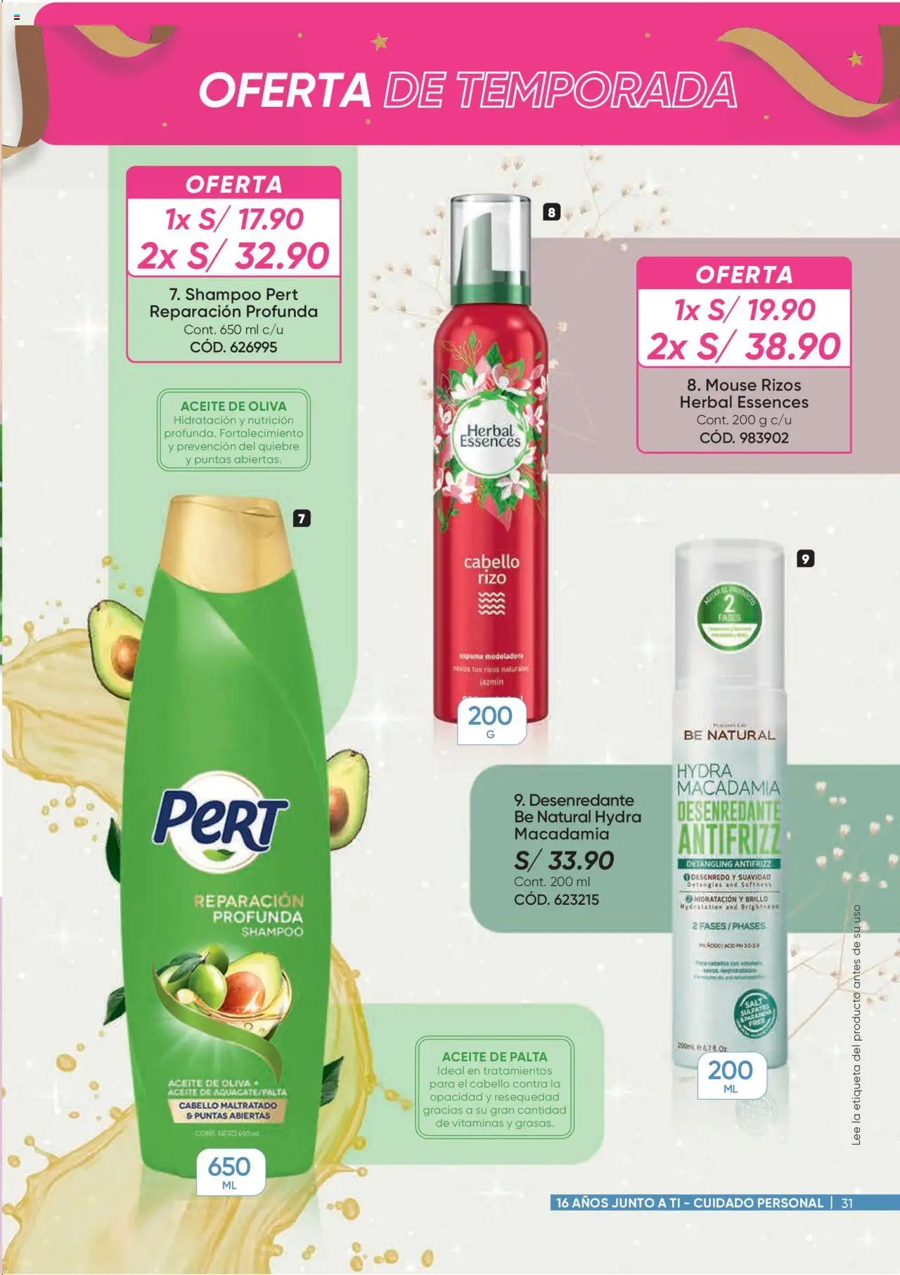 Catálogo Azzorti válido desde 15.09.2025 | Página: 31 | Productos: Shampoo, Aceite, Mouse, Aceite de oliva