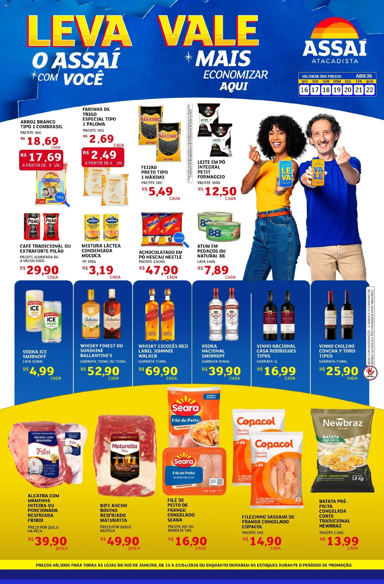 Assaí Atacadista Folheto - válido de 16.04.2026 | Página: 1 | Produtos: Feijão, Nescau, Vinho, Frango