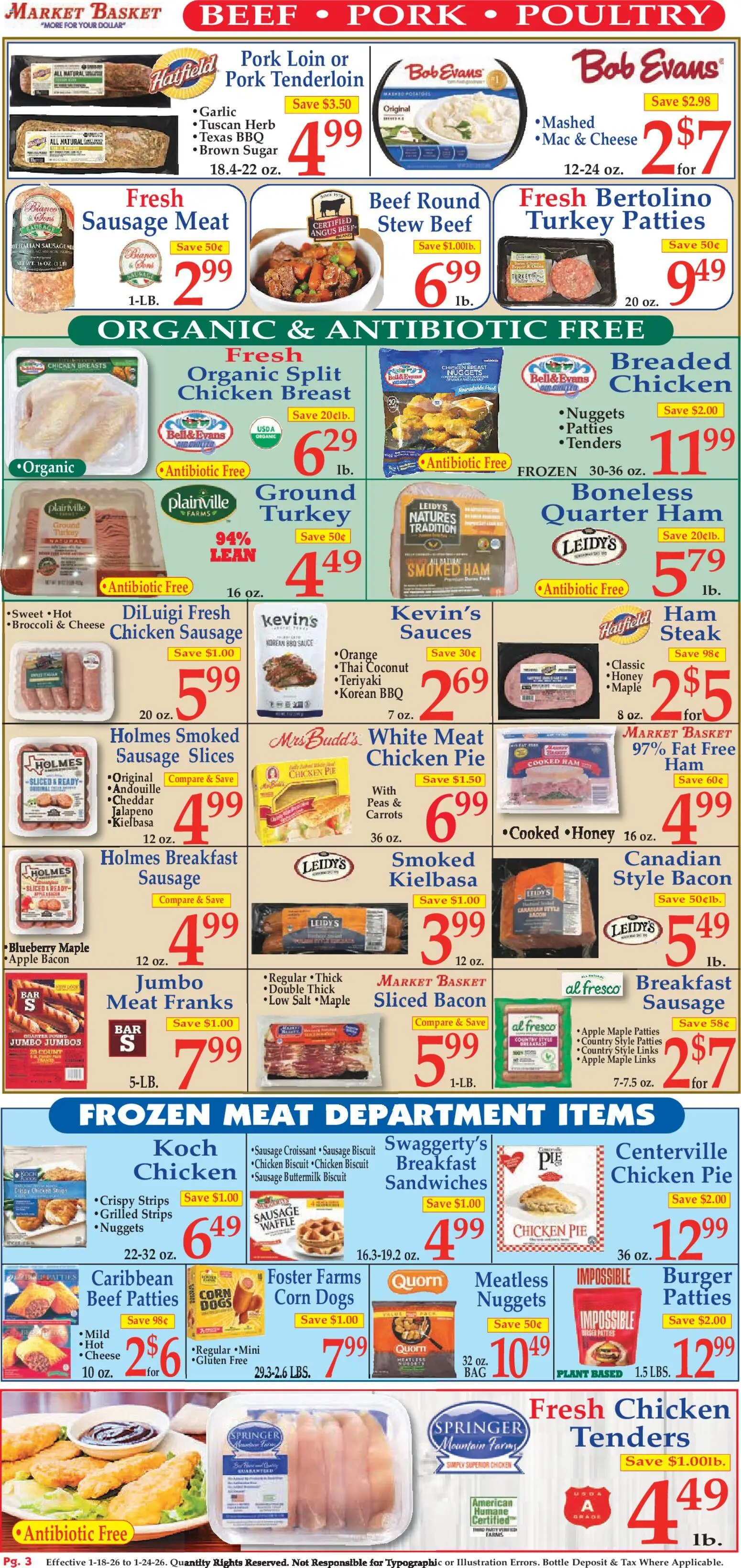 Market Basket Ad - valid from 18.01.2026 | Page: 3 | Products: Basket, Cheese, Sugar, Garlic