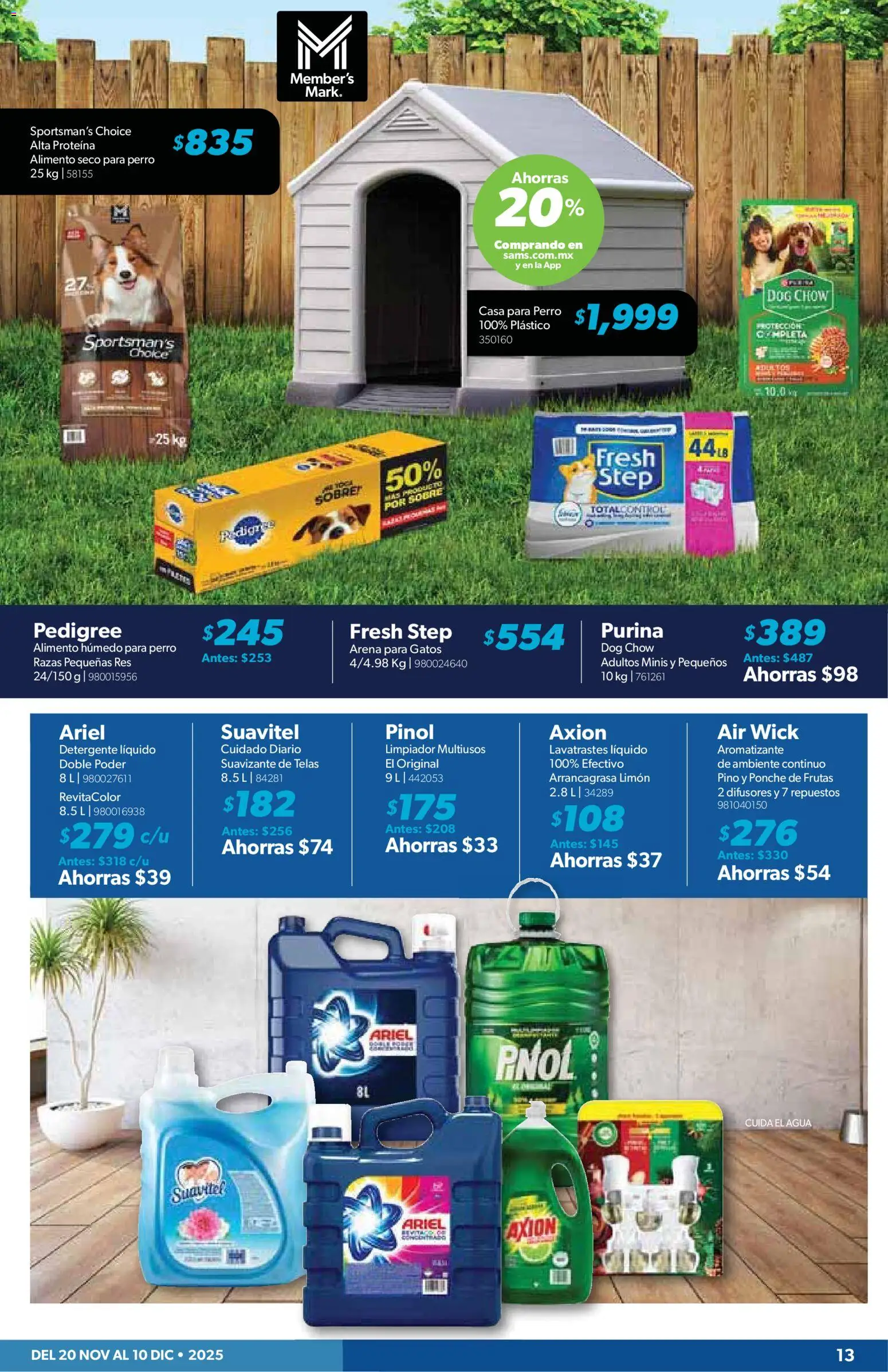 Nuevas ofertas de Sam's Club válidas en toda la República Mexicana desde el 20.11.2025. ¡Encuentra las mejores ofertas en Sam's Club catálogo Frontera! | Página: 13 | Productos: Detergente, Limón, Limpiador, Sobre