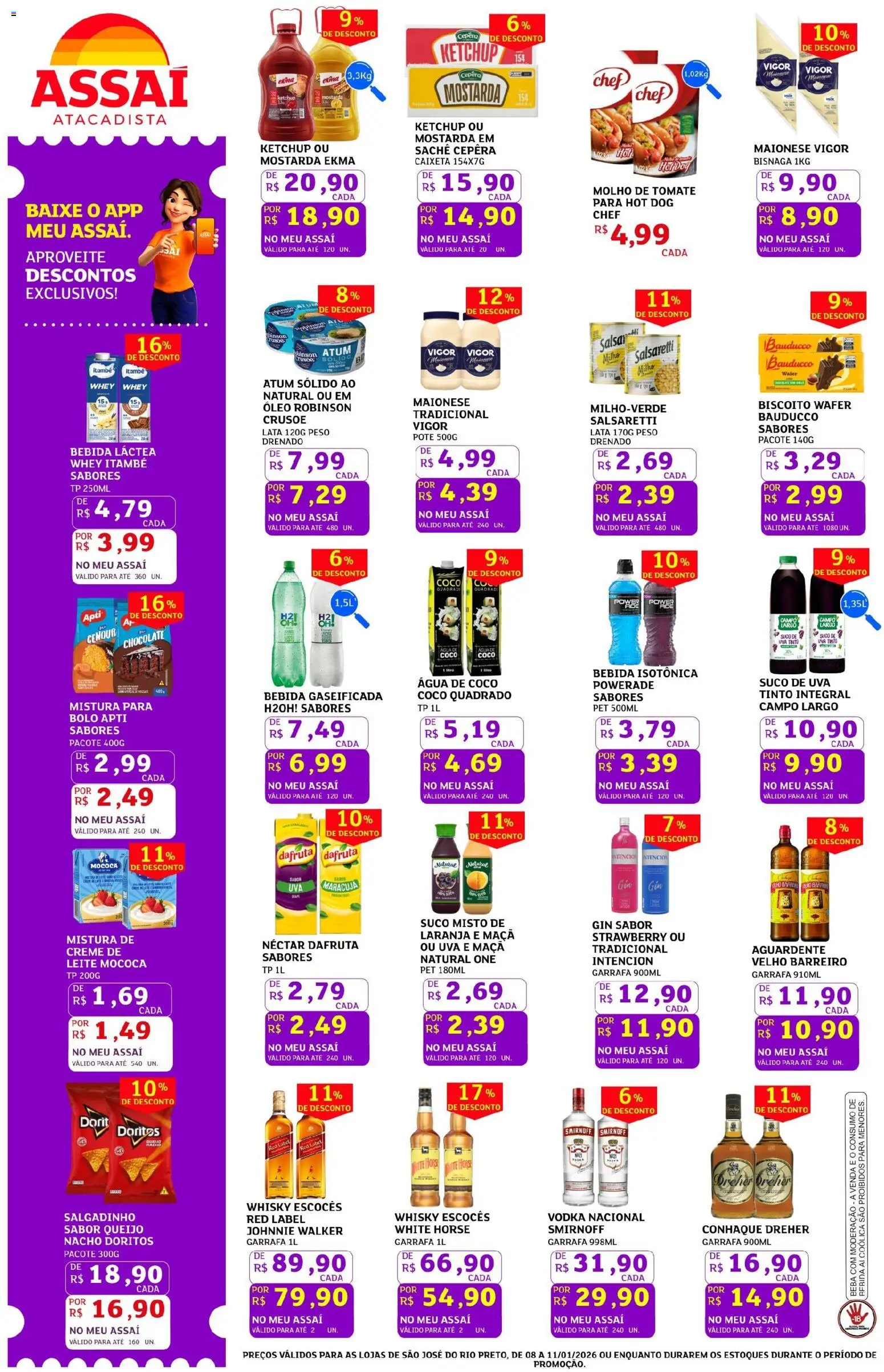 Assaí Atacadista Folheto - válido de 08.01.2026 | Página: 2 | Produtos: Leite, Óleo, Suco, Ketchup