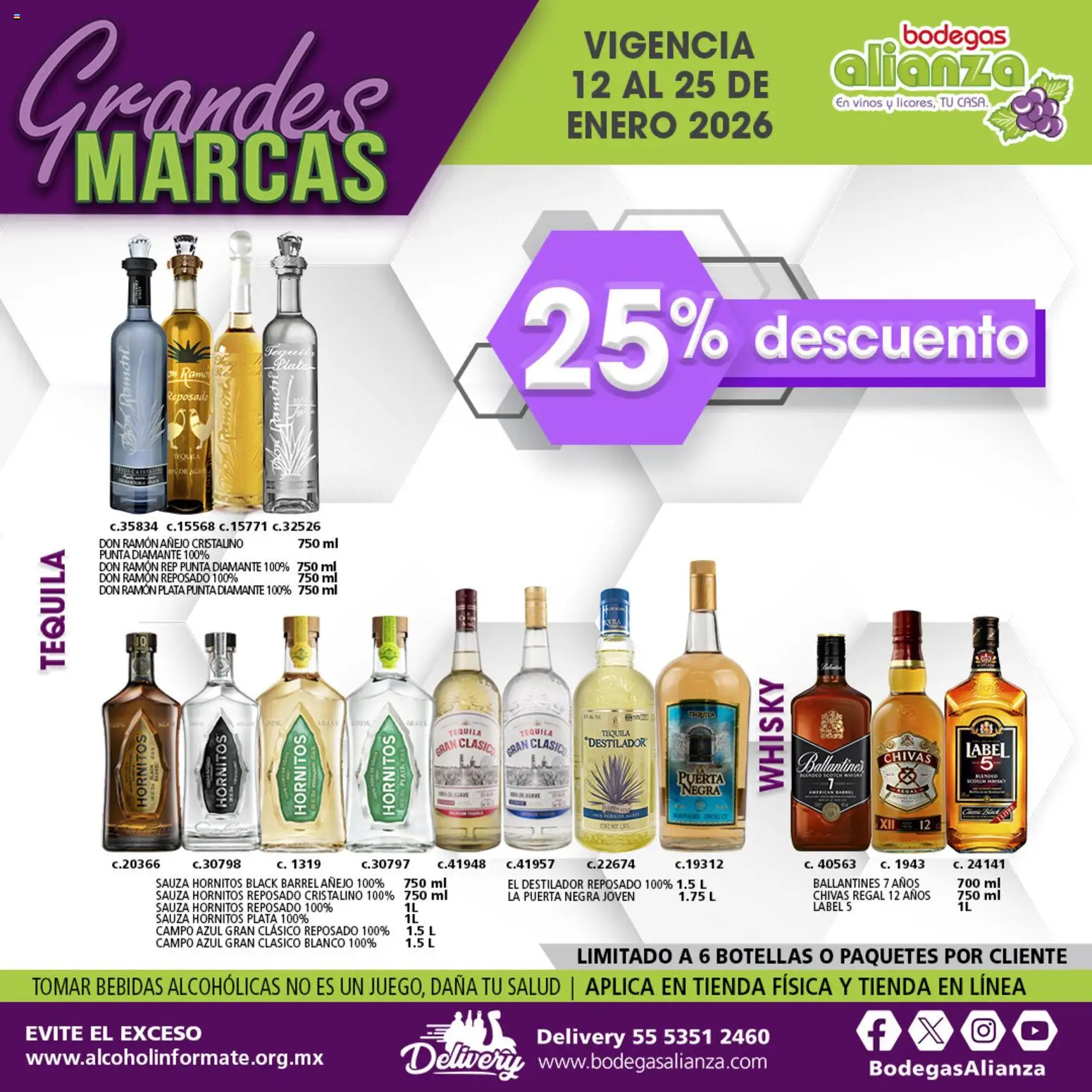 Nuevas ofertas de Bodegas Alianza válidas en toda la República Mexicana desde el 12.01.2026. ¡Encuentra las mejores ofertas en Bodegas Alianza catálogo Grandes Marcas! | Página: 3 | Productos: Tequila, Whisky
