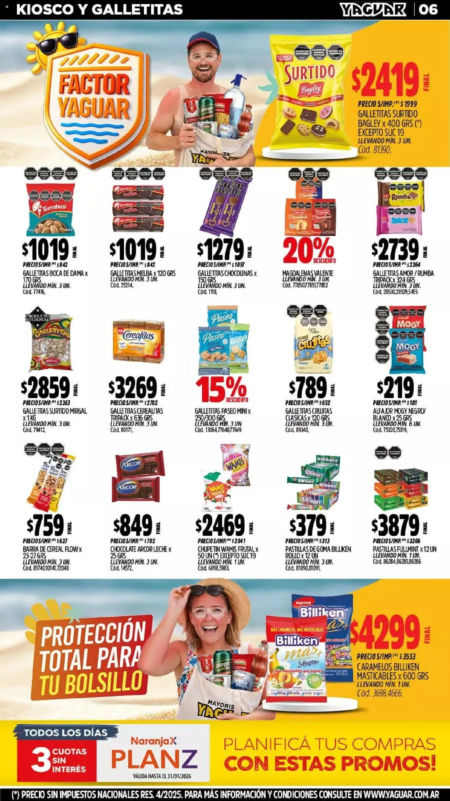 Yaguar - Oferta Semanal Salta │ válido desde el 26.01.2026 | Página: 6 | Productos: Leche, Yogur, Chocolate, Alfajor