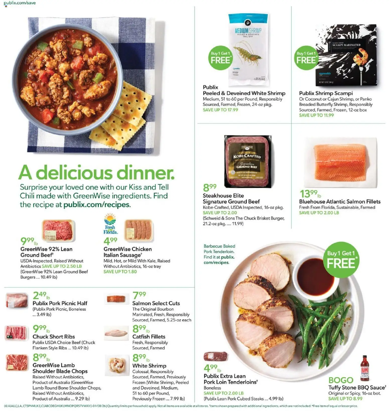 Publix Weekly Ad - valid from 07.01.2026 | Page: 4 | Products: Box, Pork, Beef, Bourbon