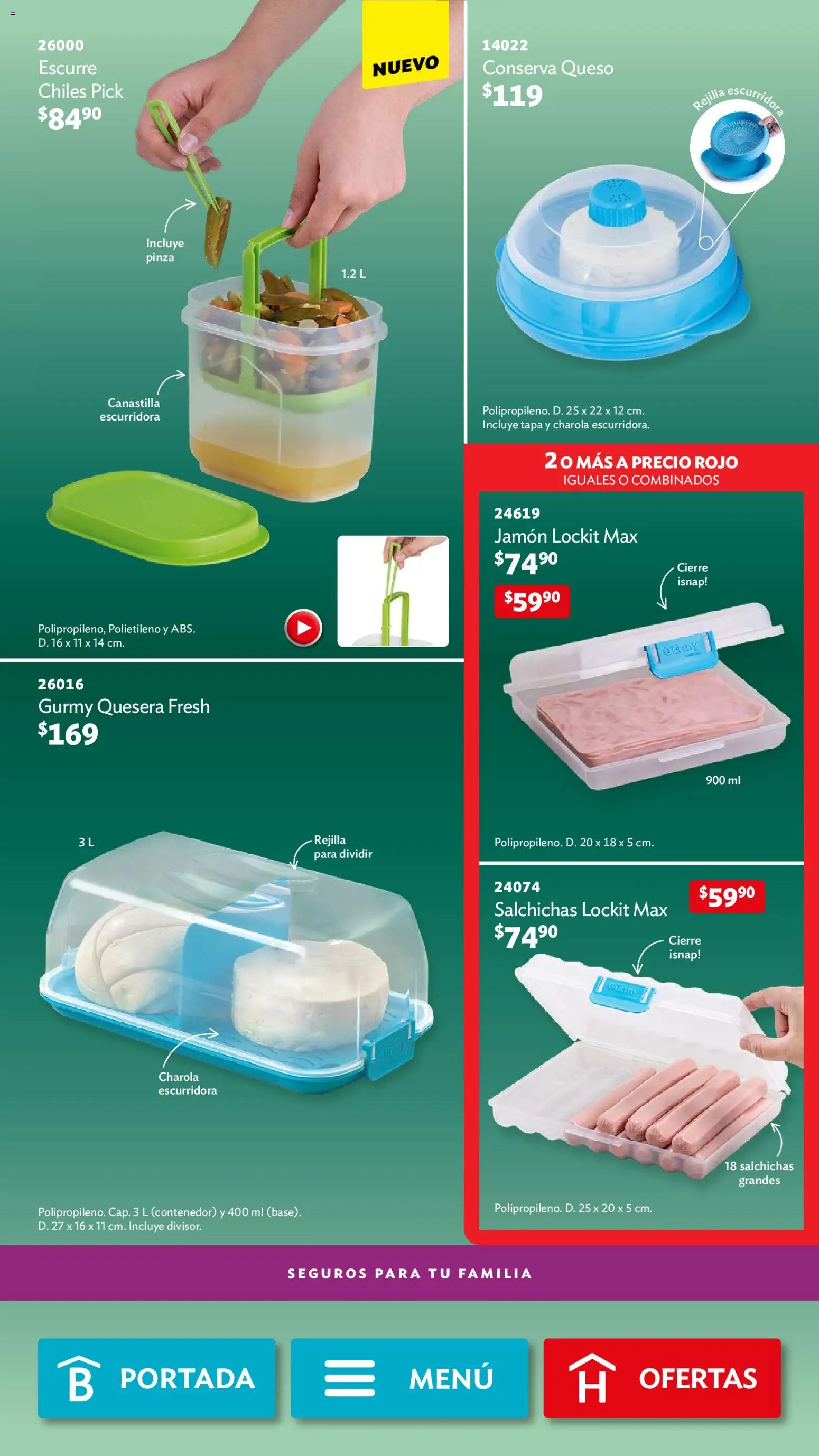 Nuevas ofertas de Betterware válidas en toda la República Mexicana desde el 04.05.2026. ¡Encuentra las mejores ofertas en Betterware campaña 5 2026! | Página: 58 | Productos: Jamón, Contenedor, Rejilla, Pinza