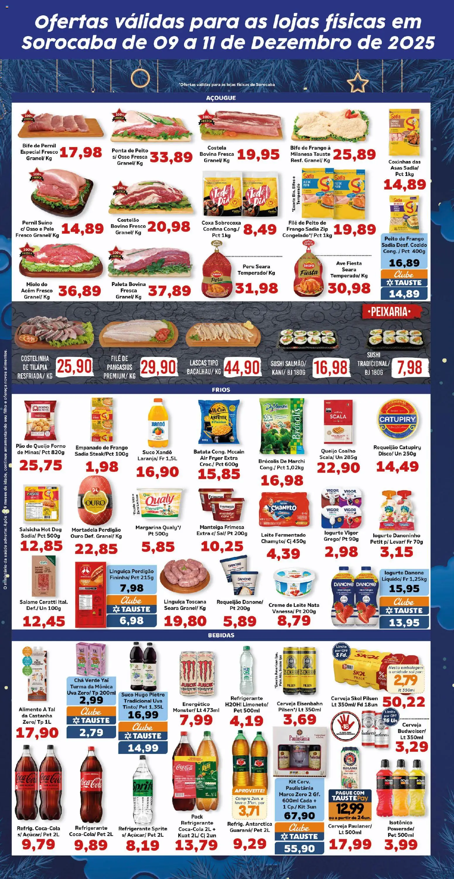 Tauste Folheto - válido de 09.12.2025 | Página: 4 | Produtos: Salsicha, Eisenbahn, Suco, Queijo coalho