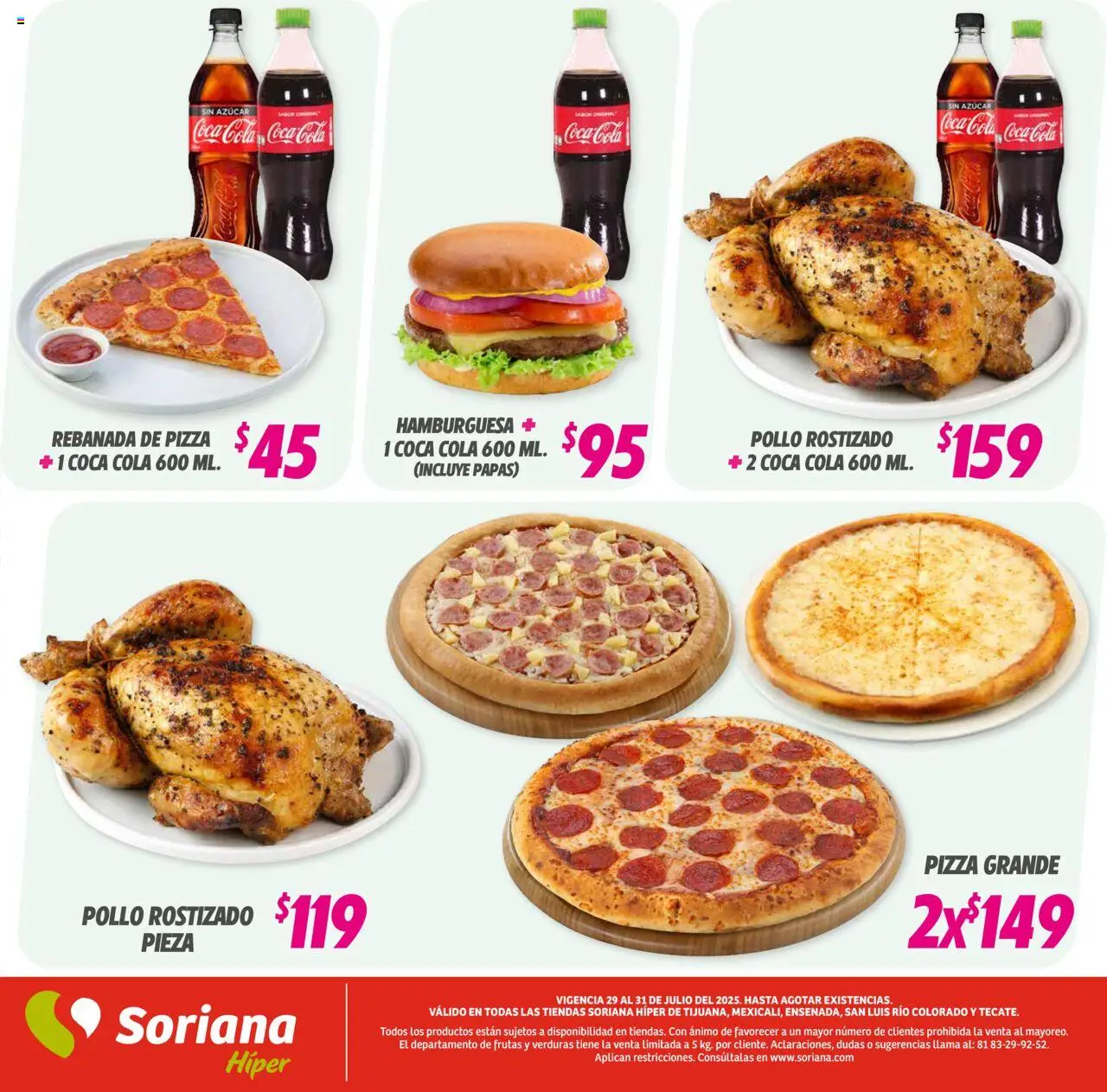 Nuevas ofertas de Soriana válidas en toda la República Mexicana desde el 29.07.2025. ¡Encuentra las mejores ofertas en Soriana - Martes y Miércoles del Campo Híper: Tijuana, Mexicali, Ensenada, San Luis Río Colorado y Tecate! | Página: 7 | Productos: Pollo, Azúcar, Pizza
