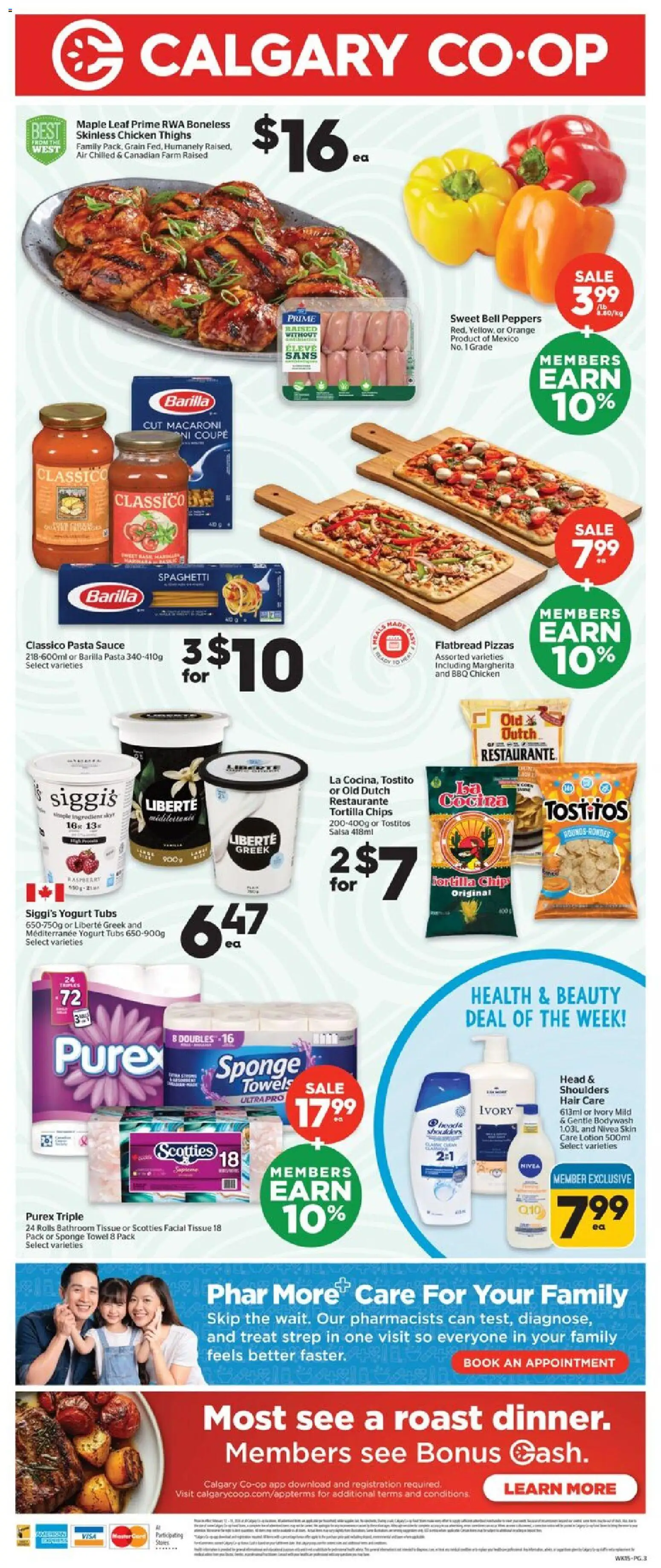 Calgary Co-op flyer valid from 12.02.2026 | Page: 3 | Products: Chips, Sponge, Yogurt, Chicken