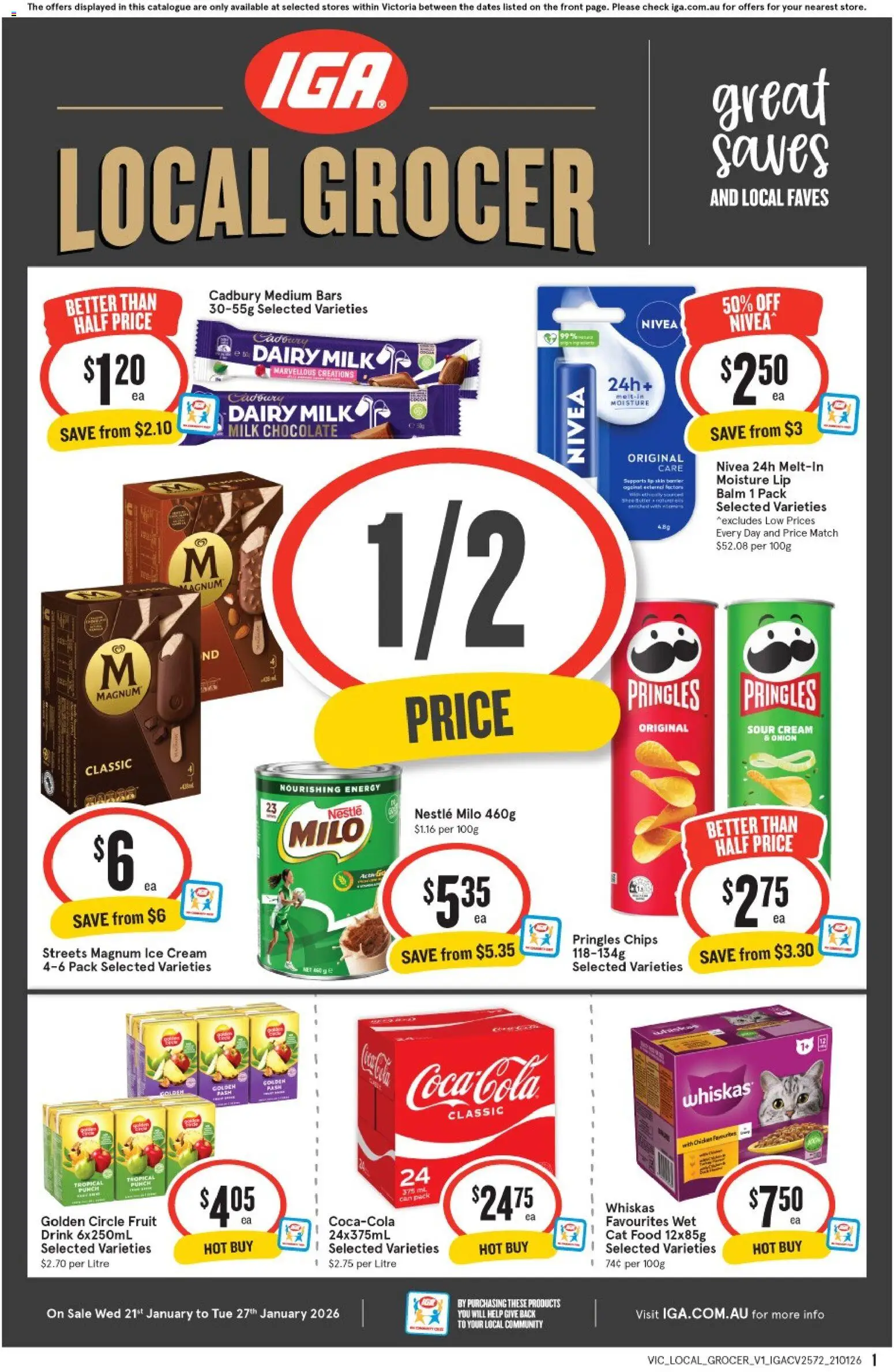 IGA catalogue - valid from 21.01.2026 | Page: 1 | Products: Milk, Dairy, Cream, Ice cream
