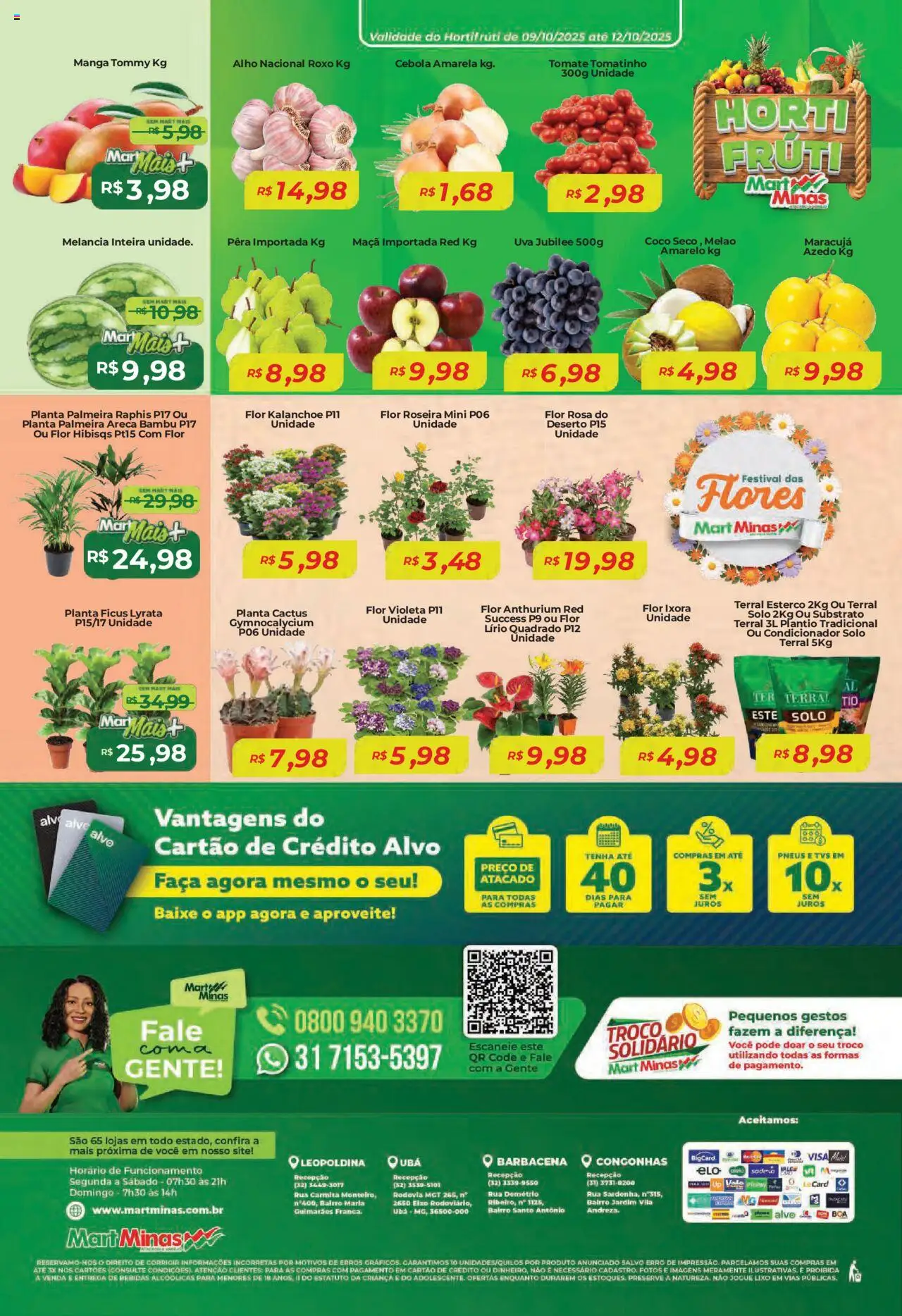 Mart Minas Folheto - válido de 09.10.2025 | Página: 8 | Produtos: Melão, Cebola, Uva jubilee, Faca