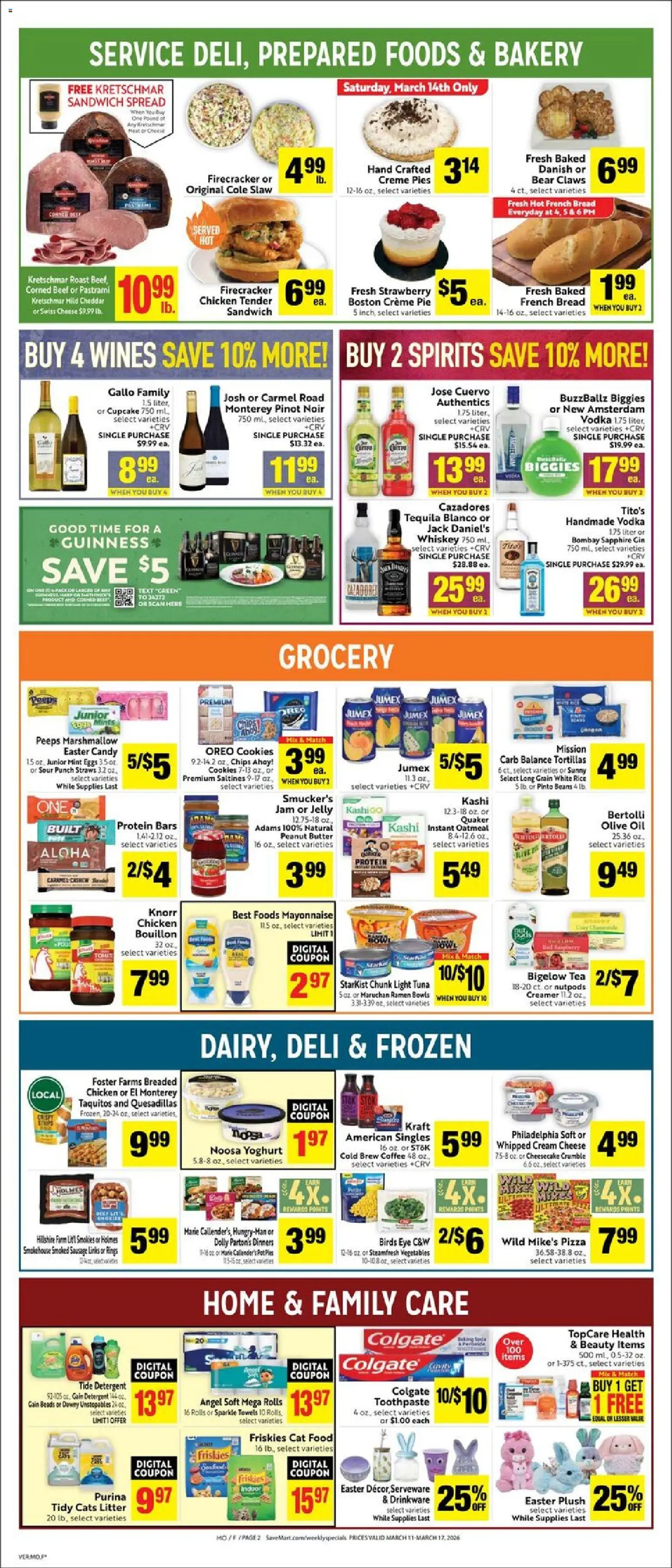 Save Mart Weekly - CA - valid from 11.03.2026 | Page: 2 | Products: Eggs, Detergent, Cream, Cookies