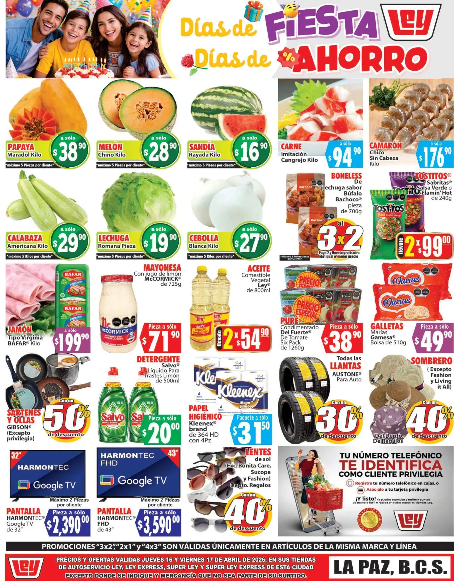 Nuevas ofertas de Casa Ley válidas en toda la República Mexicana desde el 16.04.2026. ¡Encuentra las mejores ofertas en Casa Ley folleto Autoservicio La Paz, BCS! | Página: 2 | Productos: Cebolla, Mayonesa, Tomate, Té