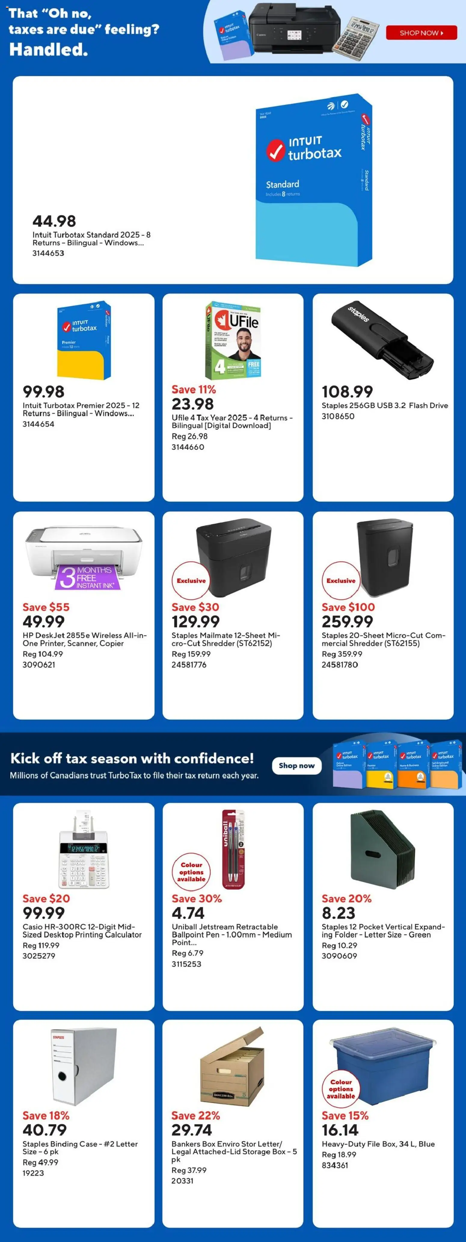 Staples flyer valid from 10.04.2026 | Page: 11 | Products: Case, Calculator, Shredder, Box