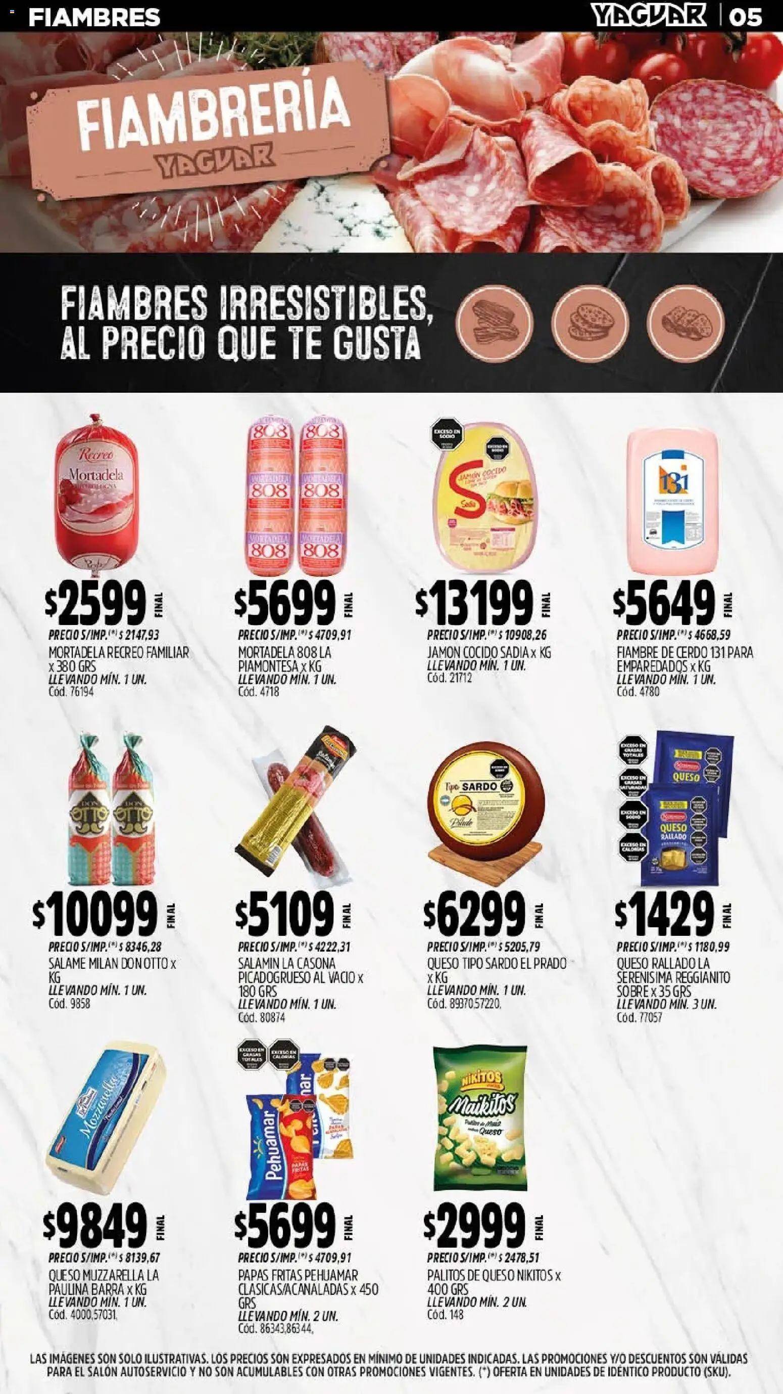 Yaguar - Oferta Semanal Chaco │ válido desde el 20.04.2026 | Página: 5 | Productos: Sobre, Mortadela, Queso, Jamón