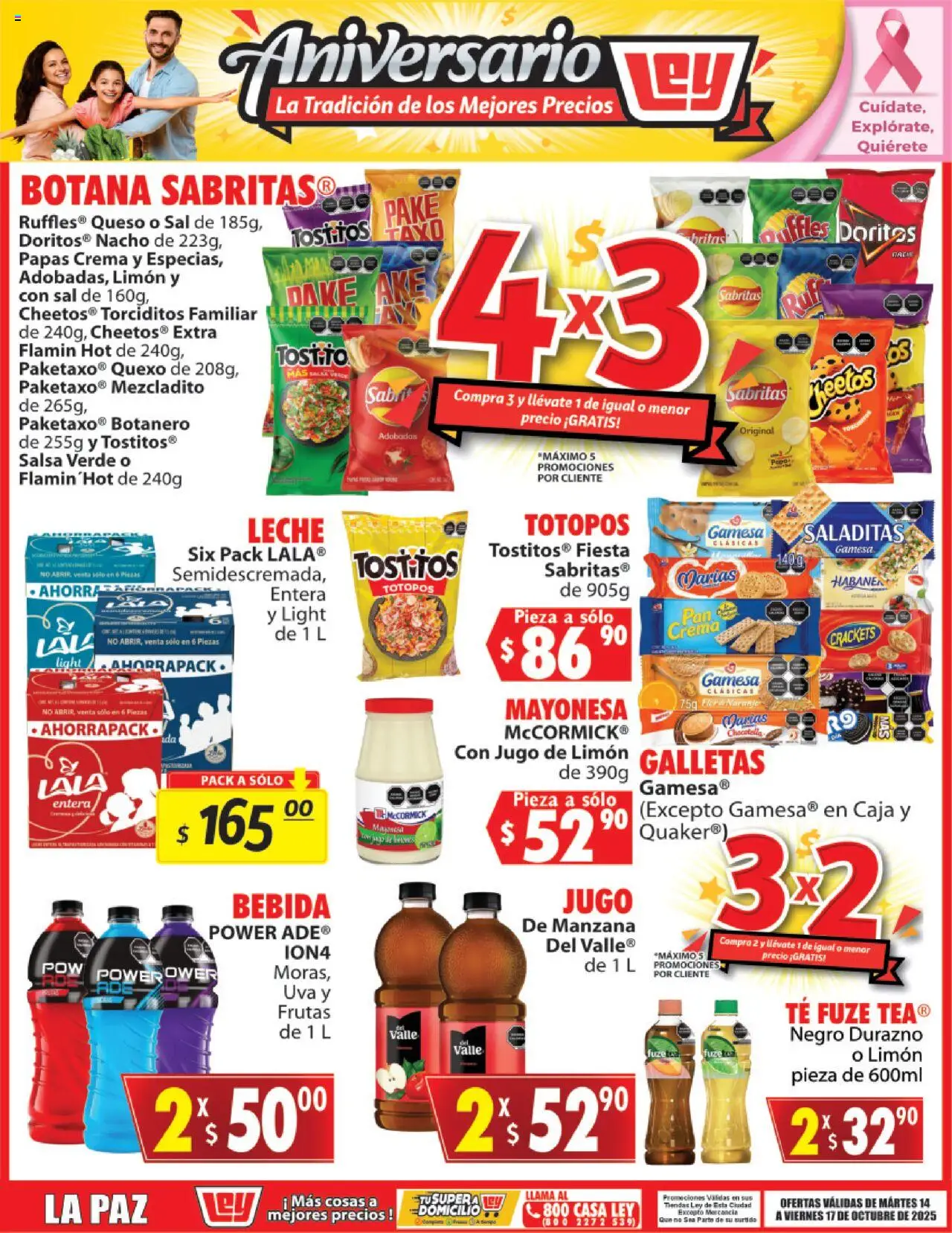 Nuevas ofertas de Casa Ley válidas en toda la República Mexicana desde el 14.10.2025. ¡Encuentra las mejores ofertas en Casa Ley - Folleto Autoservicio! | Página: 3 | Productos: Durazno, Manzana, Jugo, Galletas