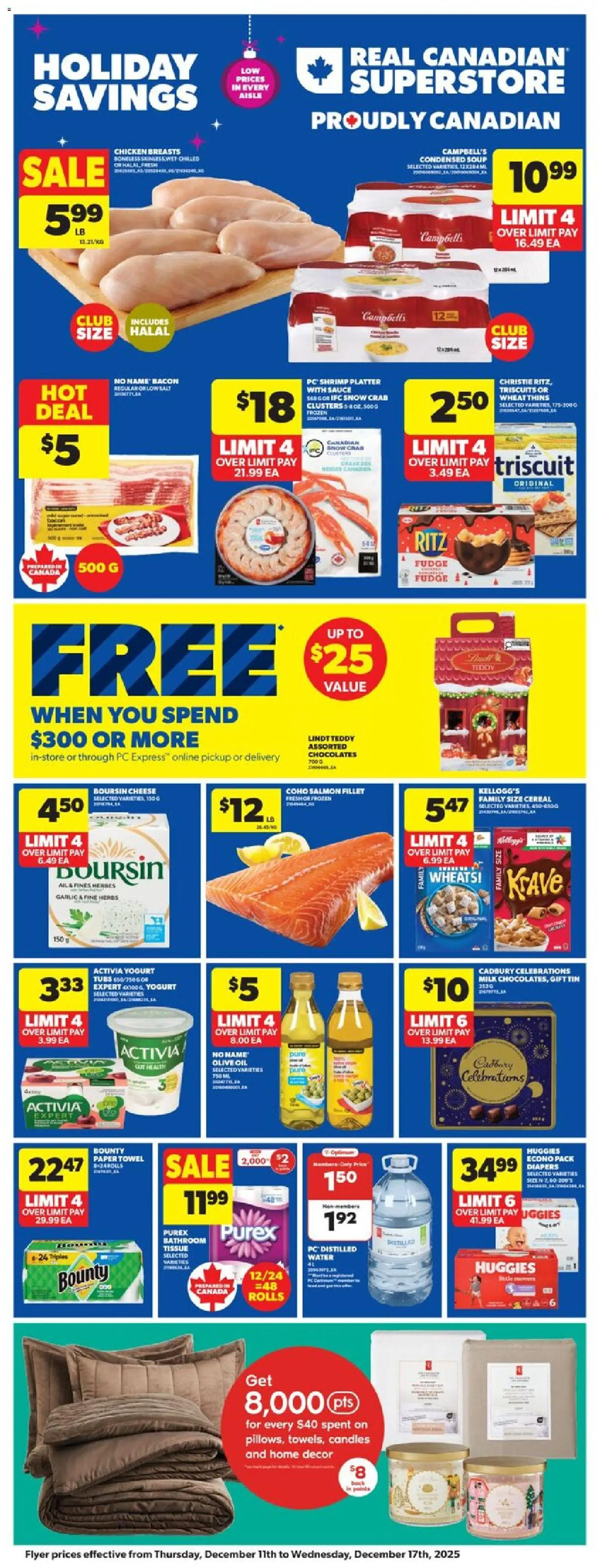 Real Canadian Superstore flyer valid from 11.12.2025 | Page: 3 | Products: PC, Milk, Yogurt, Oil