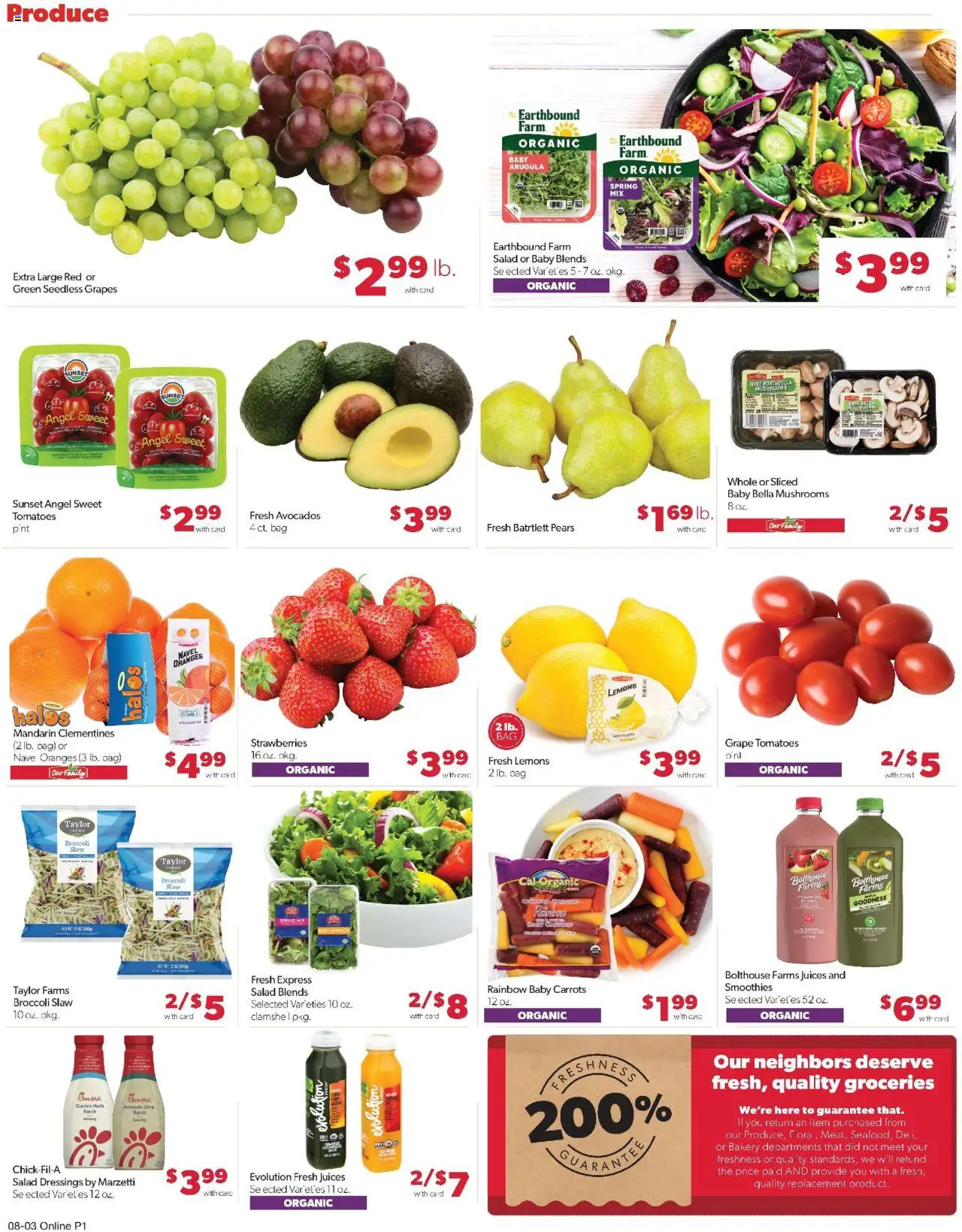 Family Fare Weekly Ad - NE - valid from 03.08.2025 | Page: 6 | Products: Broccoli, Mushrooms, Spinach, Strawberries