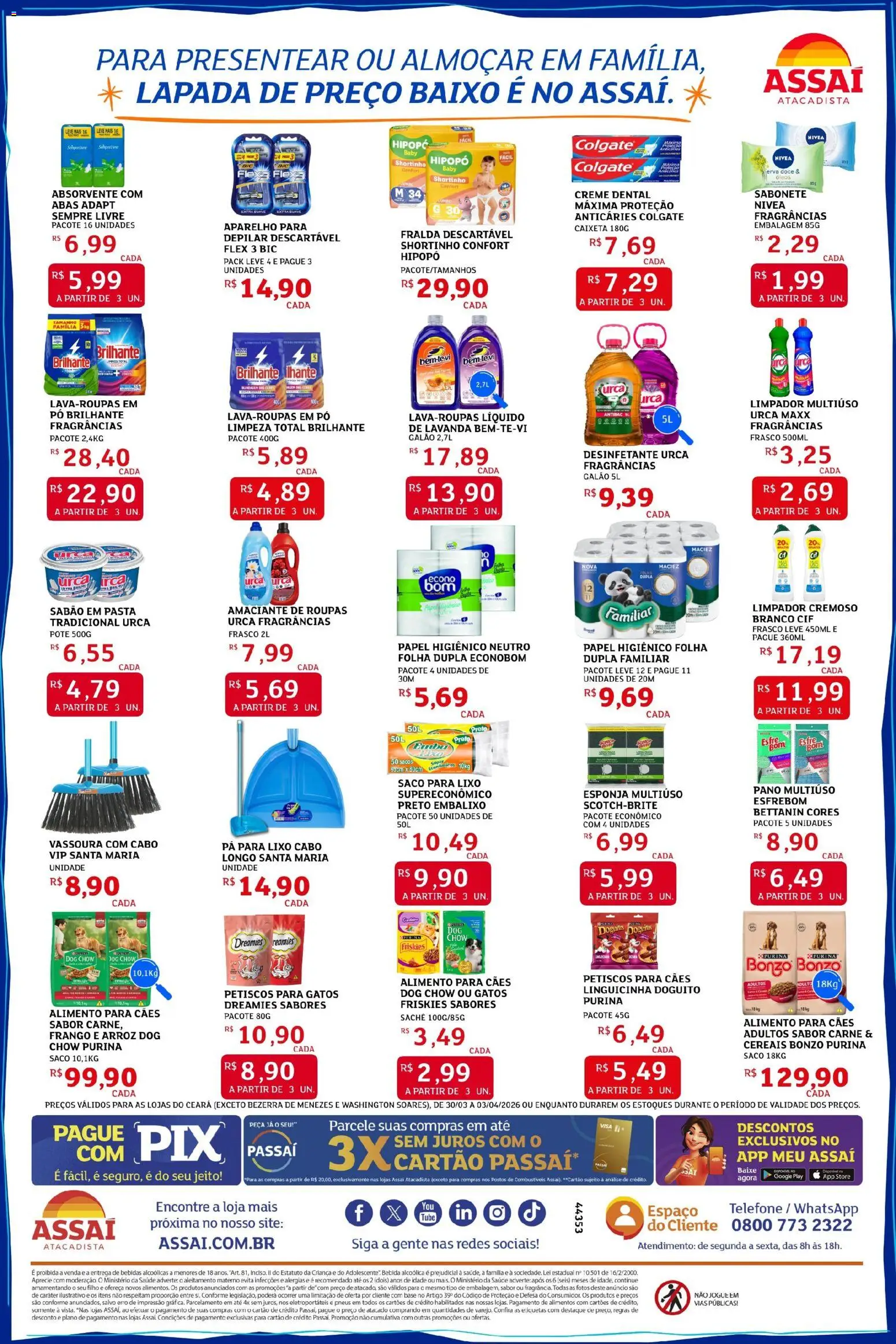 Assaí Atacadista Folheto - válido de 30.03.2026 | Página: 4 | Produtos: Limpador multiuso, Sabão, Cereais, Vassoura