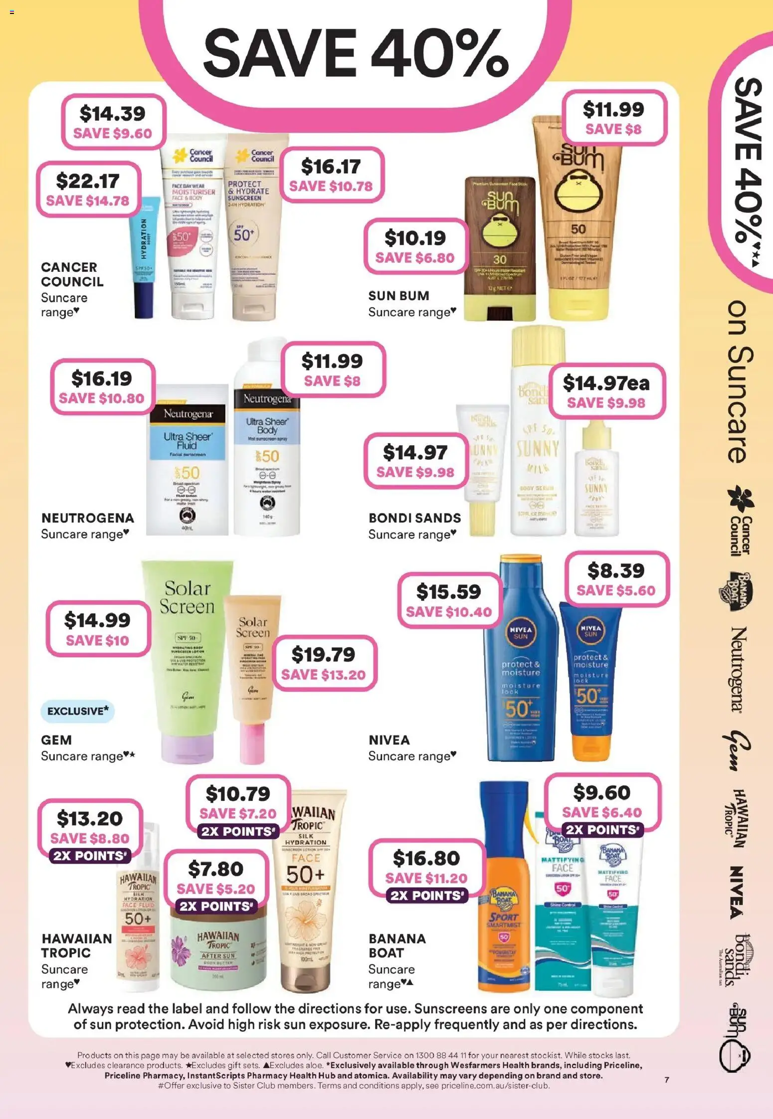 Priceline Pharmacy catalogue - valid from 25.12.2025 | Page: 7 | Products: Sunscreen, Moisturiser, Screen