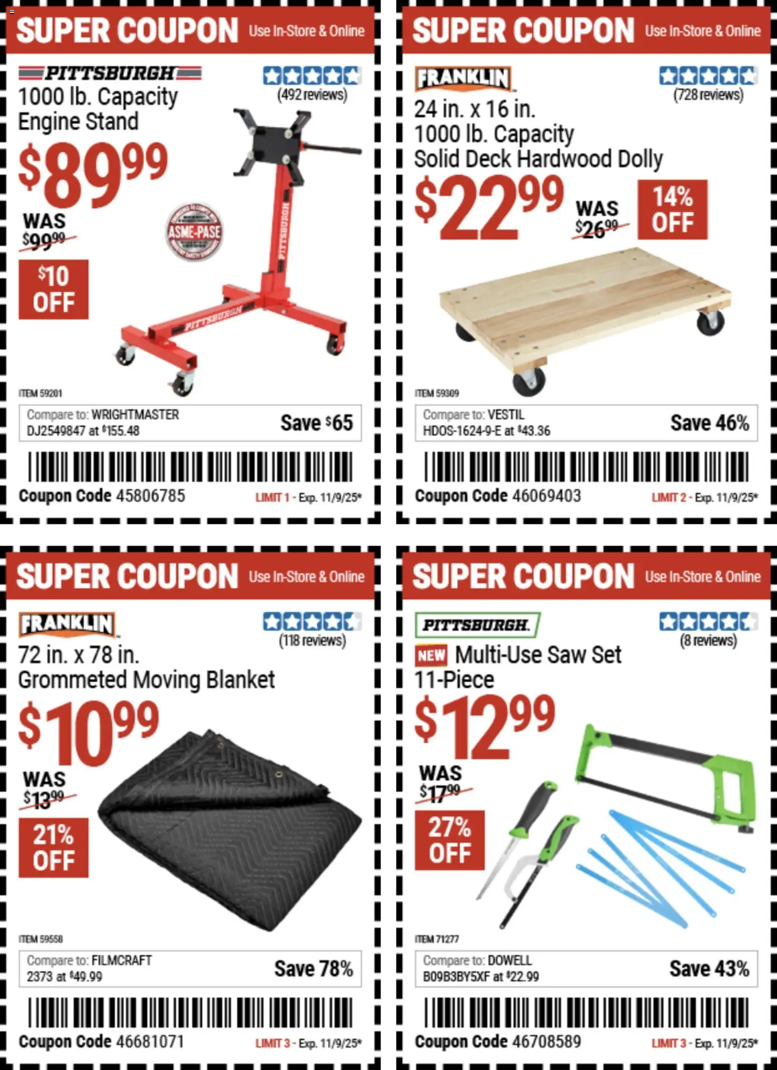Harbor Freight Weekly Ad - valid from 27.10.2025 | Page: 15 | Products: Blanket, Saw