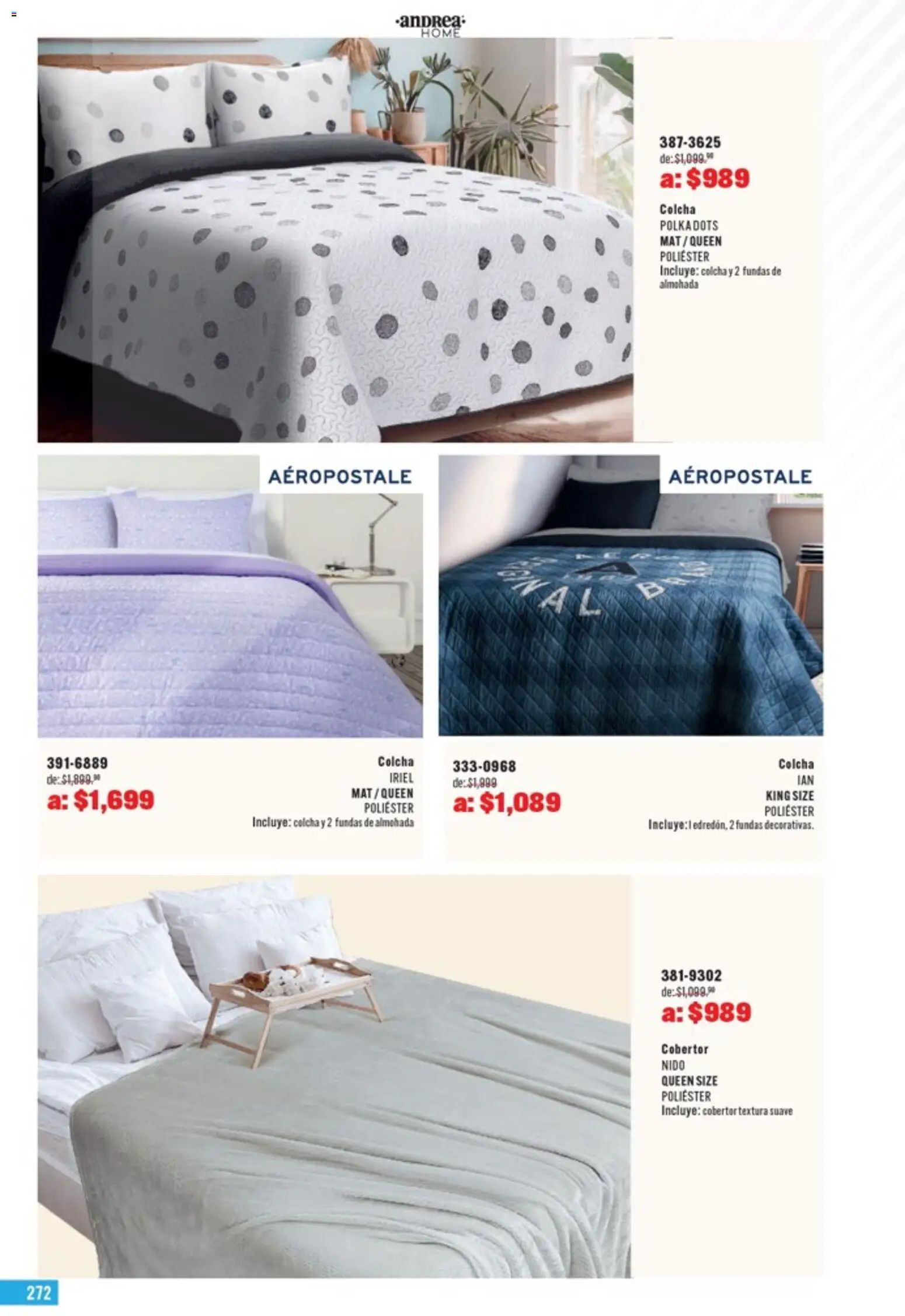 Nuevas ofertas de Andrea válidas en toda la República Mexicana desde el 05.04.2026. ¡Encuentra las mejores ofertas en Andrea catálogo Outlet! | Página: 272 | Productos: Cobertor, Almohada