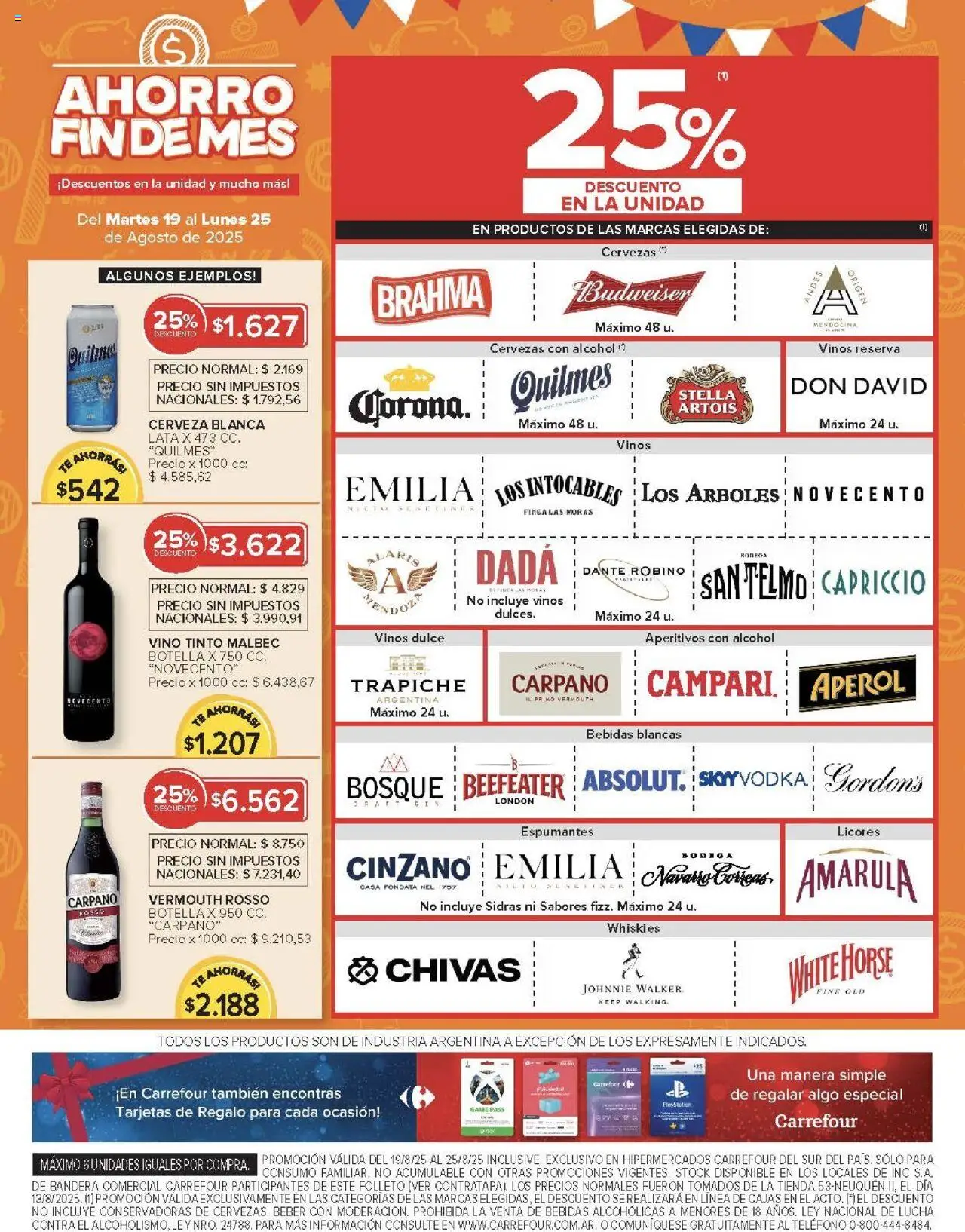 Carrefour ofertas - Chubut │ válido desde el 19.08.2025 | Página: 9 | Productos: Teléfono, Botella, Cerveza, Té