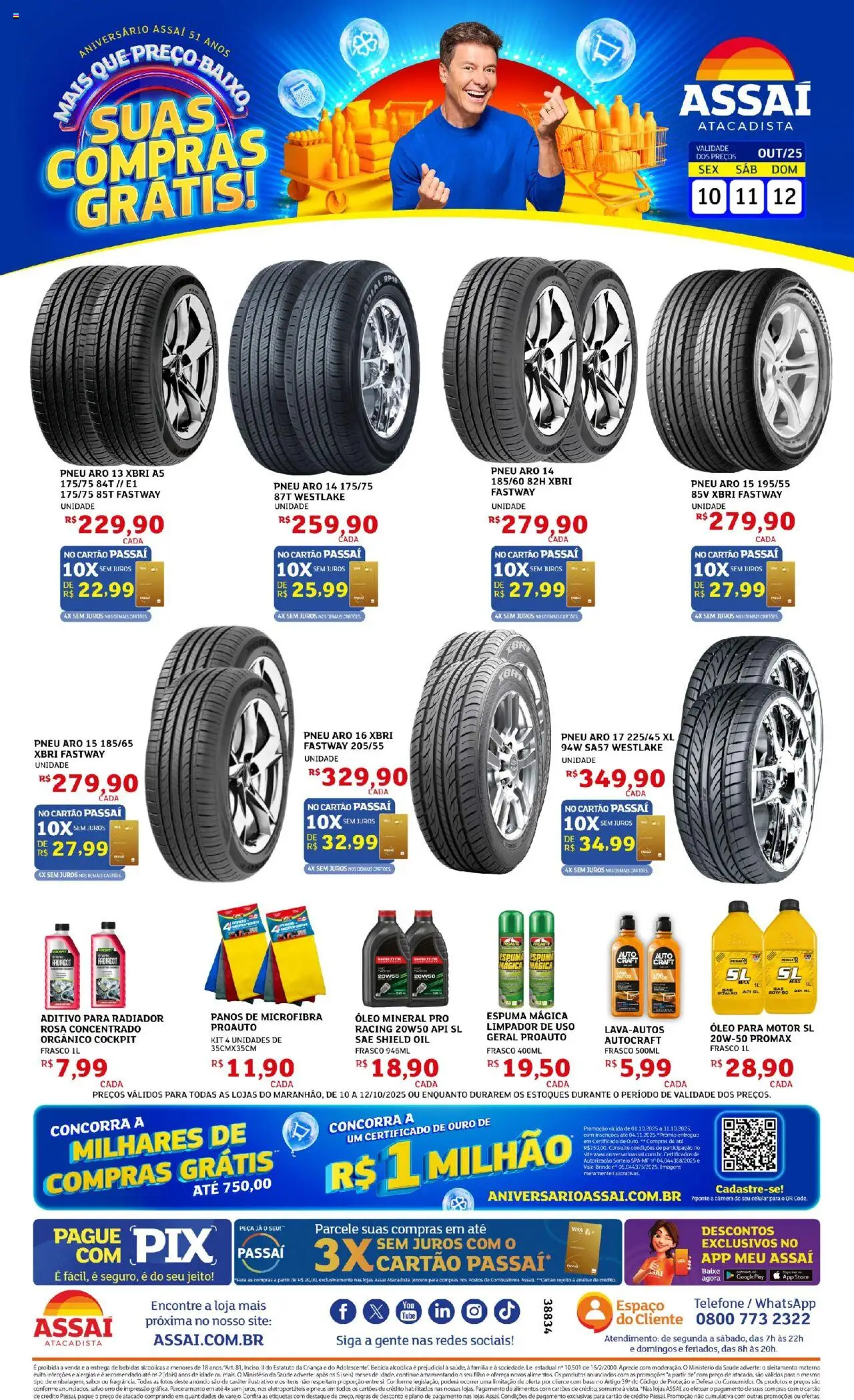 Assaí Atacadista Folheto - válido de 10.10.2025 | Página: 1 | Produtos: Celular, Base, Pá, Câmera