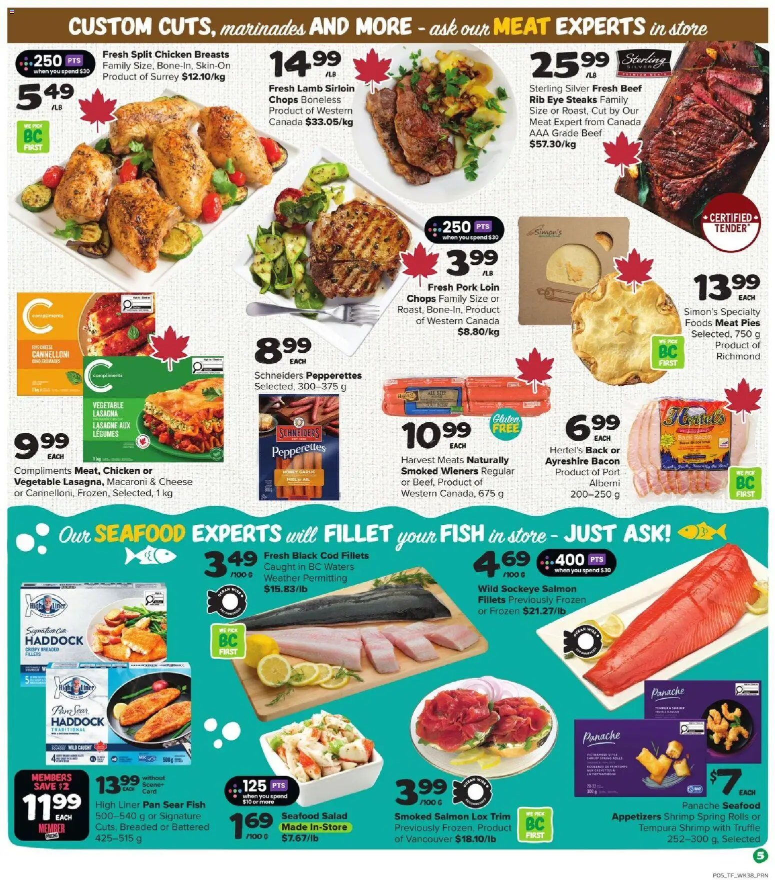 Thrifty Foods flyer valid from 15.01.2026 | Page: 6 | Products: Fish, Beef, Salad, Chicken breasts