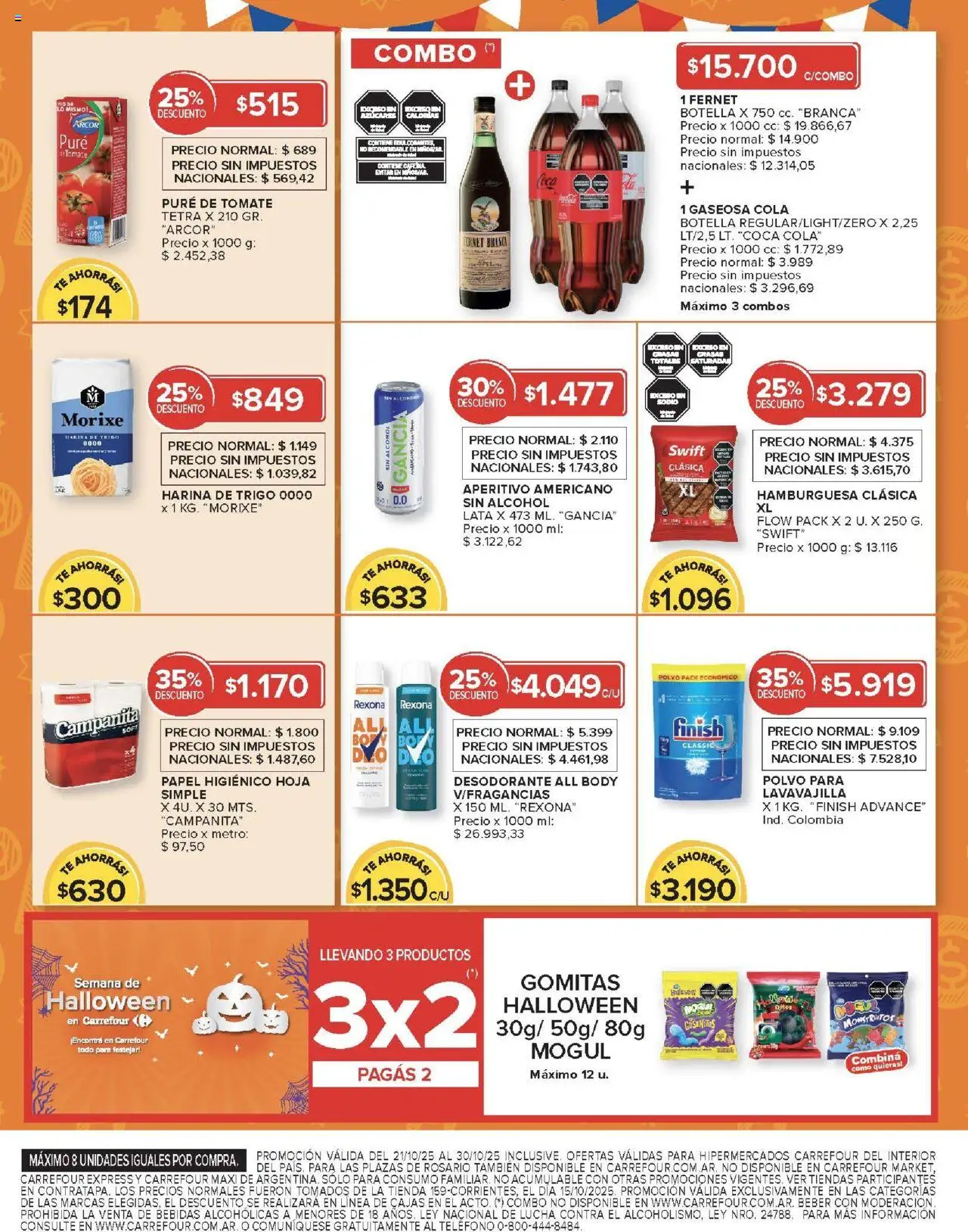 Carrefour ofertas - Salta │ válido desde el 21.10.2025 | Página: 11 | Productos: Teléfono, Papel higiénico, Azucar, Fernet