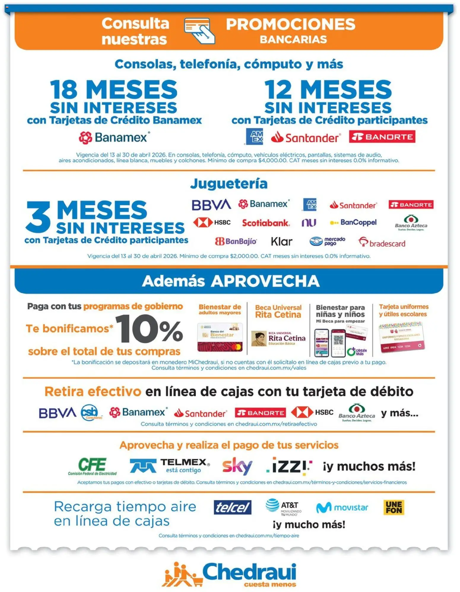 Nuevas ofertas de Chedraui válidas en toda la República Mexicana desde el 13.04.2026. ¡Encuentra las mejores ofertas en Chedraui folleto Al día más Feliz para consentirlos! | Página: 9 | Productos: Monedero, Banco, Té, Sobre
