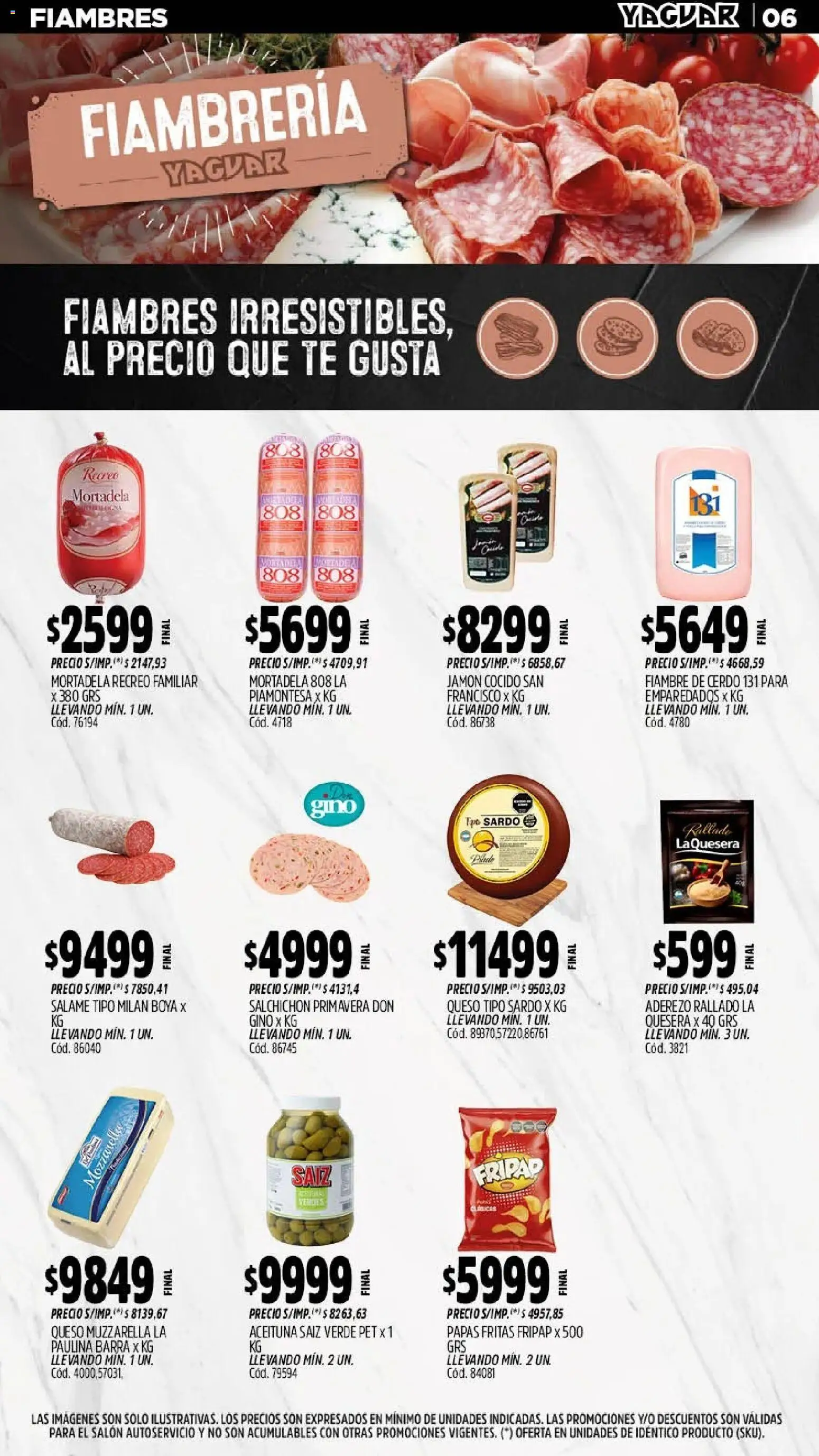 Yaguar - Oferta Semanal Jujuy │ válido desde el 20.04.2026 | Página: 6 | Productos: Jamón cocido, Mortadela, Cerdo, Té