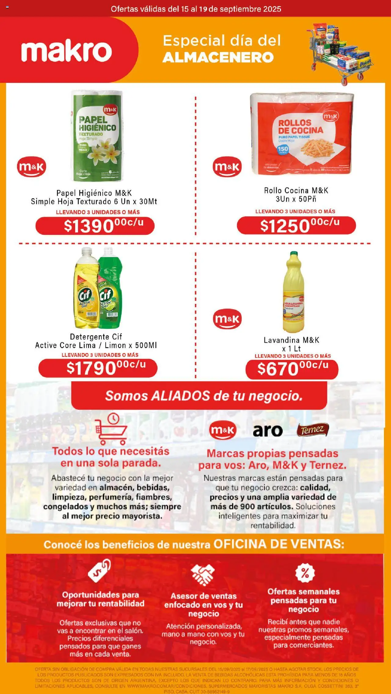 Makro - Ofertas especiales día almacenero │ válido desde el 15.09.2025 | Página: 3 | Productos: Papel higiénico, Lavandina, Detergente, Limón