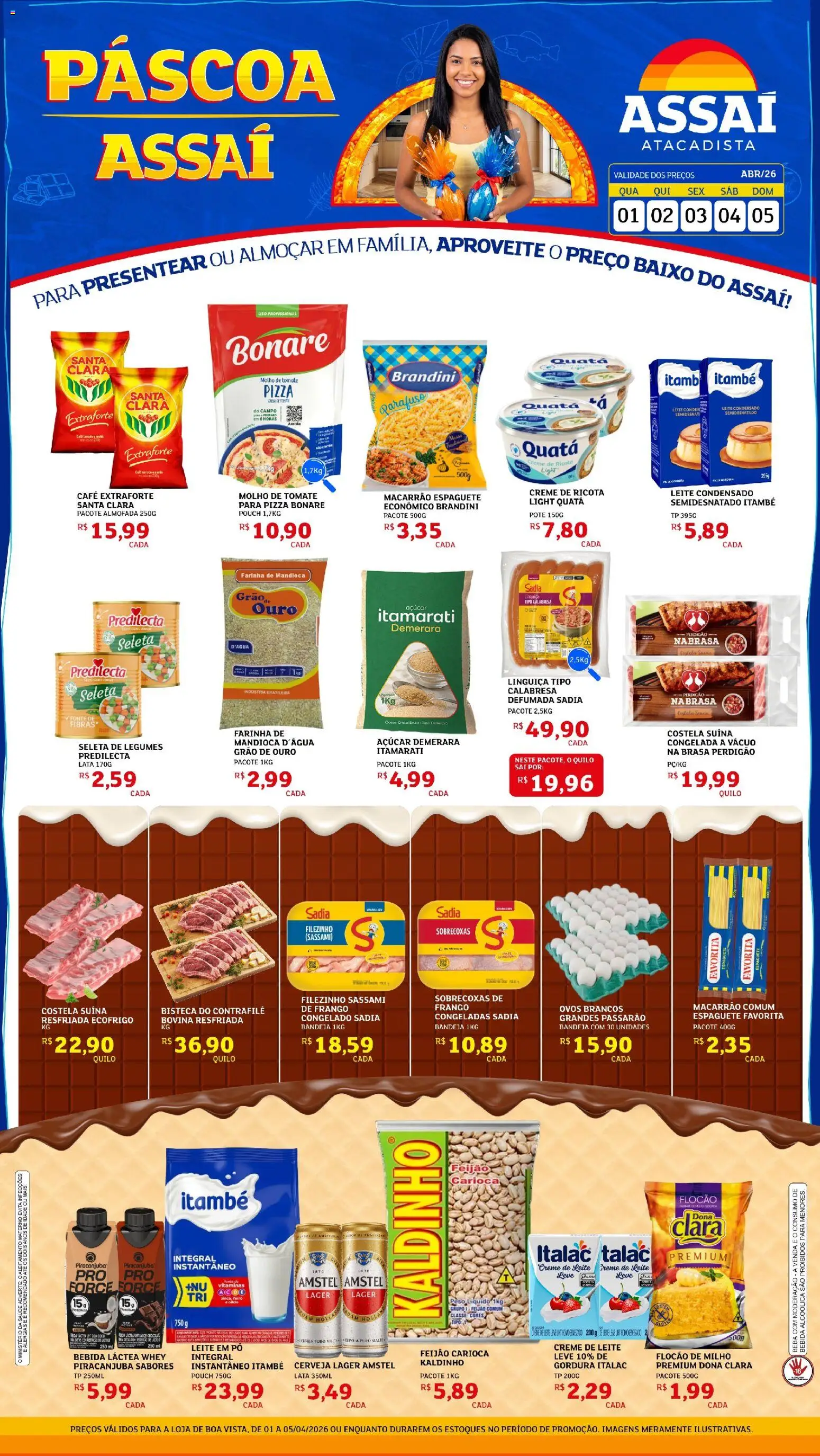 Assaí Atacadista Folheto - válido de 01.04.2026 | Página: 1 | Produtos: Açúcar demerara, Ovos, Creme, Leite condensado