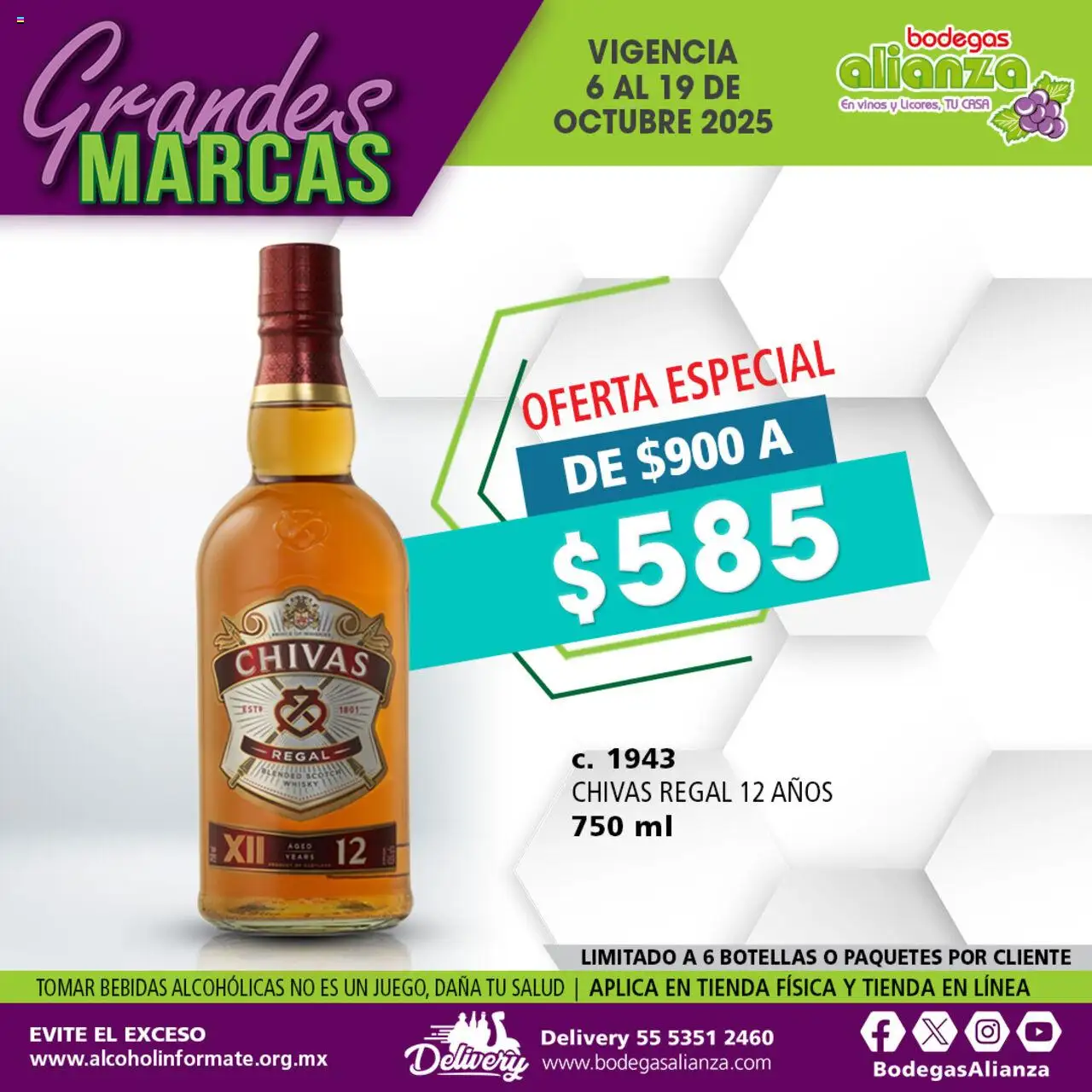 Nuevas ofertas de Bodegas Alianza válidas en toda la República Mexicana desde el 06.10.2025. ¡Encuentra las mejores ofertas en Bodegas Alianza - Catálogo Grandes Marcas! | Página: 5 | Productos: Whisky