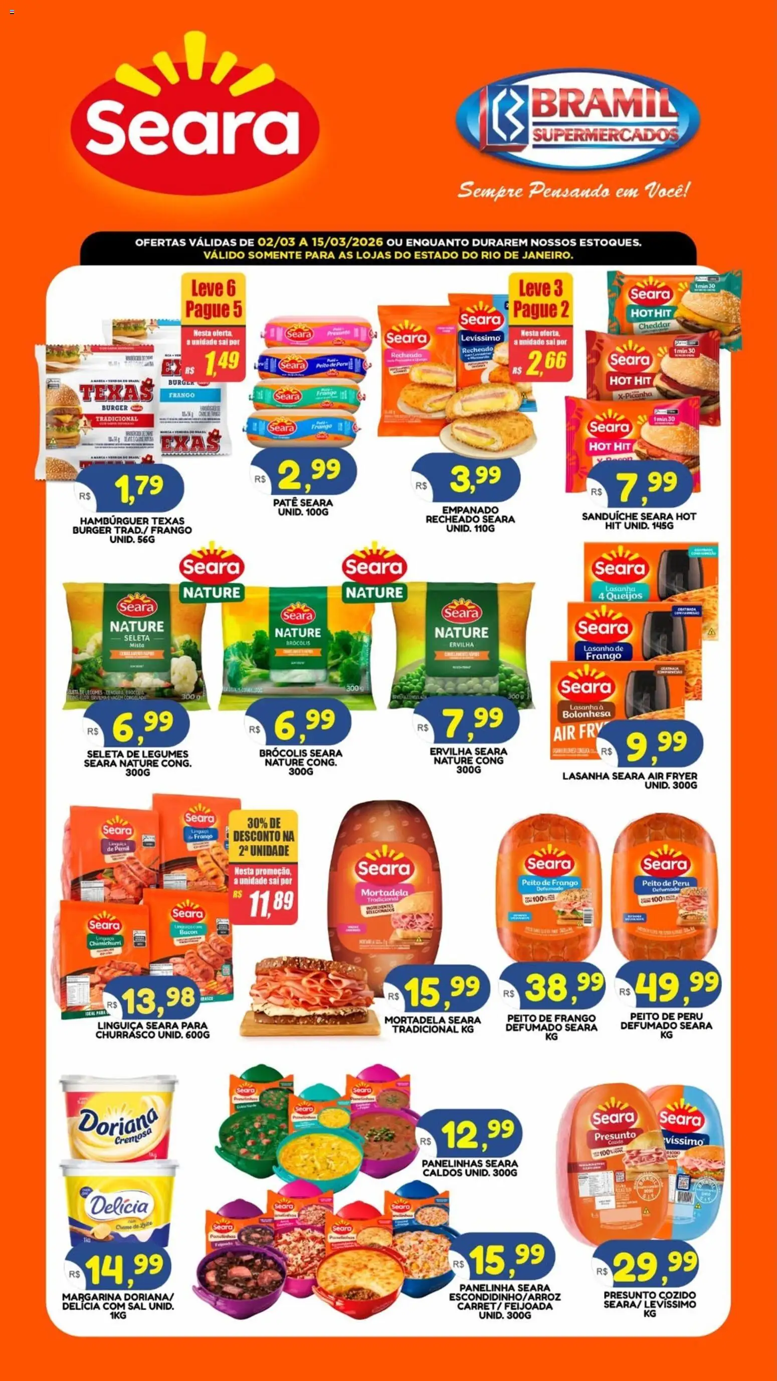 Bramil Supermercados Folheto - válido de 02.03.2026 | Página: 1 | Produtos: Linguiça, Pernil, Presunto, Lasanha