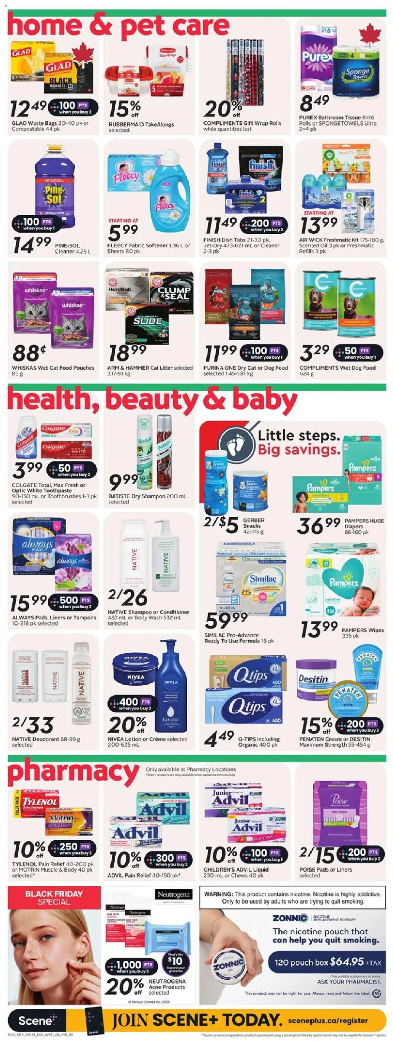 Sobeys flyer valid from 27.11.2025 | Page: 12 | Products: Shampoo, Conditioner, Toothpaste, Box