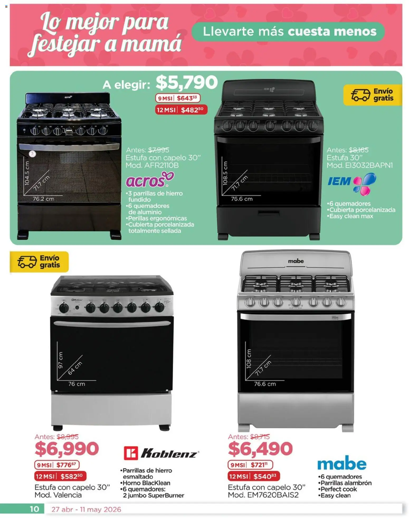 Nuevas ofertas de Chedraui válidas en toda la República Mexicana desde el 27.04.2026. ¡Encuentra las mejores ofertas en Chedraui folleto Lo mejor para festejar a mamá! | Página: 10