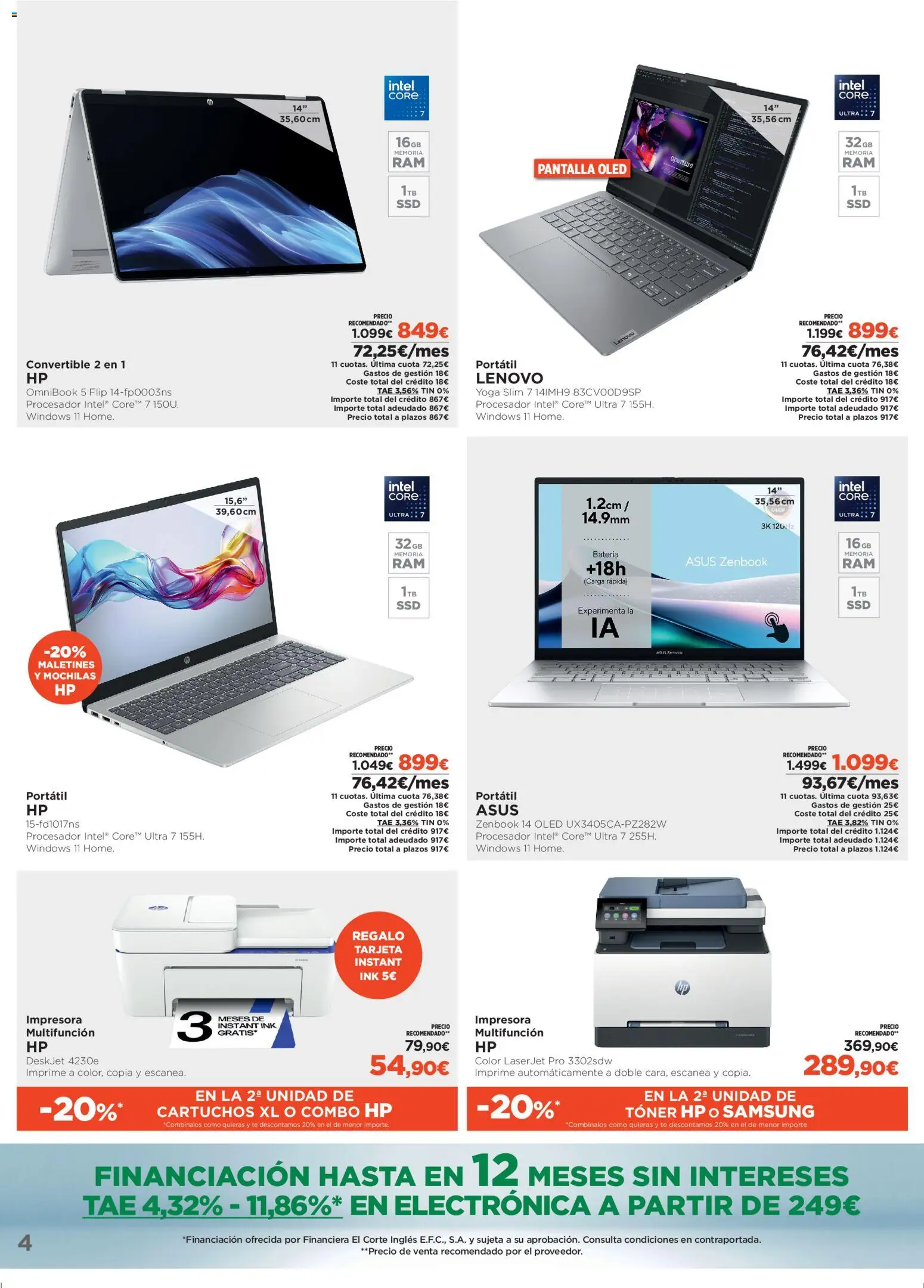 Nuevas ofertas de El Corte Inglés válidas en toda la República Mexicana desde el 07.01.2026. ¡Encuentra las mejores ofertas en El Corte Inglés catálogo Ofertas que ilusionan! | Página: 4 | Productos: Impresora, Toner, Té, Batería