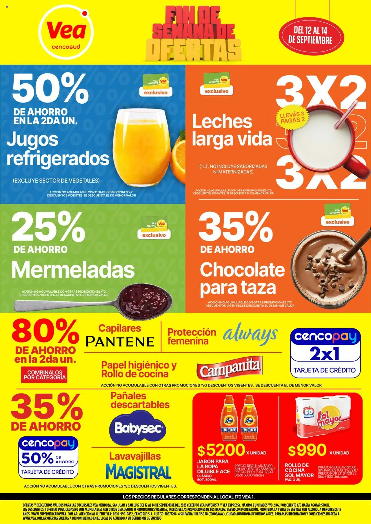 Vea - Oferta fin de semana | CUYO │ válido desde el 12.09.2025 | Página: 1 | Productos: Papel higiénico, Cocina, Lavavajillas, Jabón