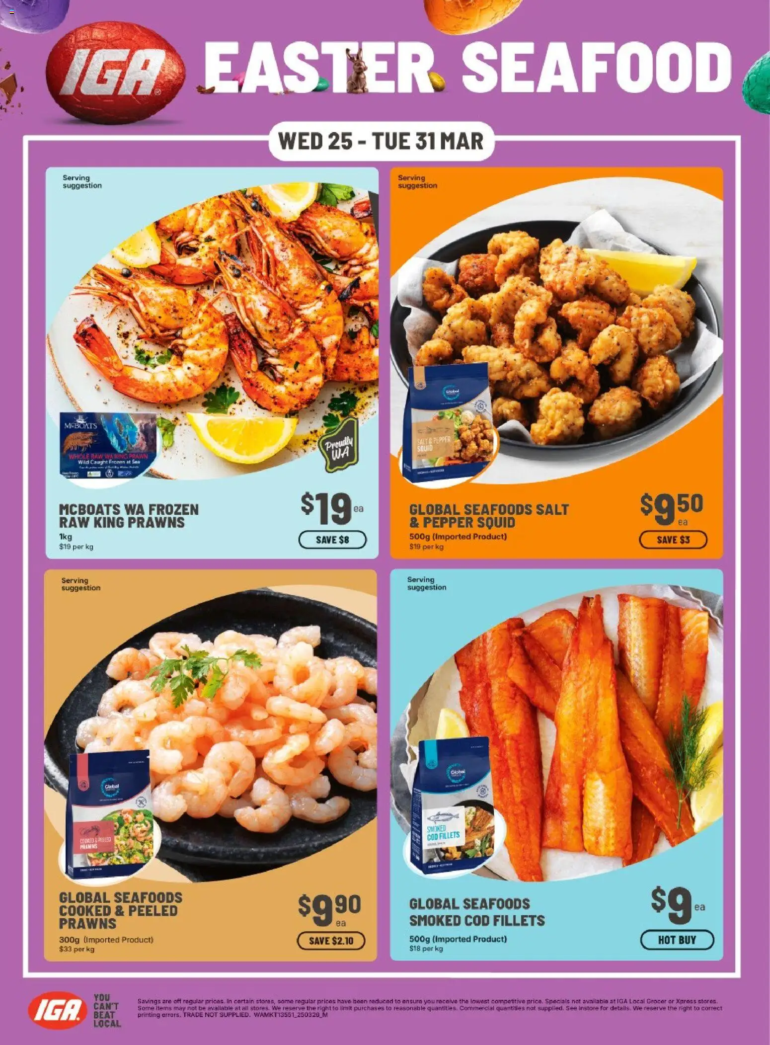 IGA catalogue - valid from 27.03.2026 | Page: 2 | Products: Prawns, Salt, Pepper, Seafood