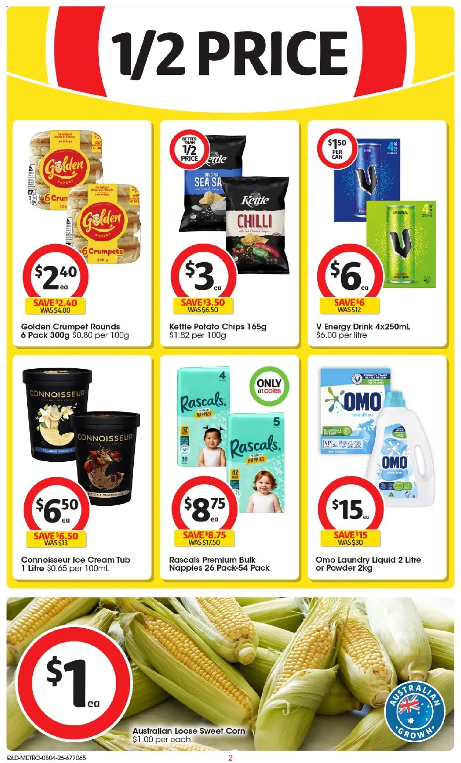 Coles catalogue - valid from 08.04.2026 | Page: 2 | Products: Crumpets, Chocolate, Chips, Kettle