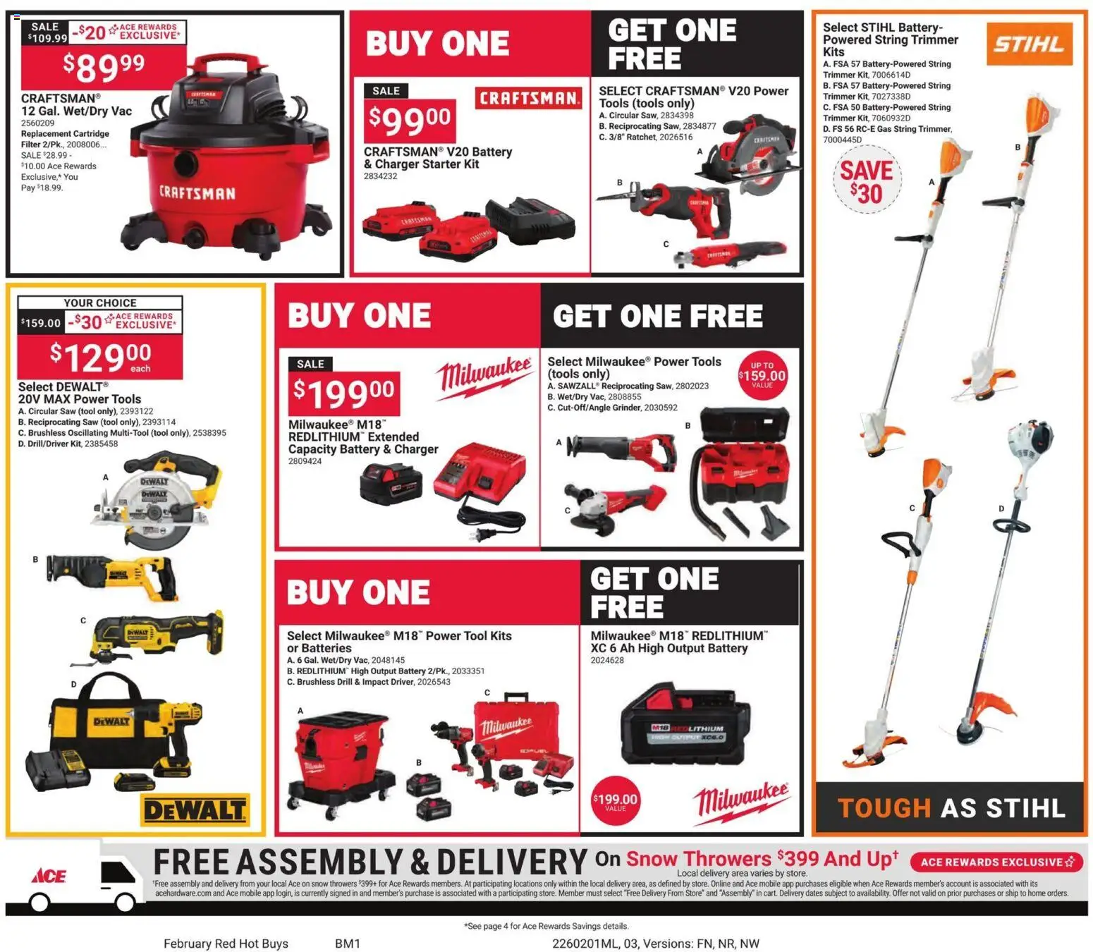 ACE Hardware Weekly Ad - valid from 01.02.2026 | Page: 3 | Products: Trimmer, Circular Saw, Starter, Charger