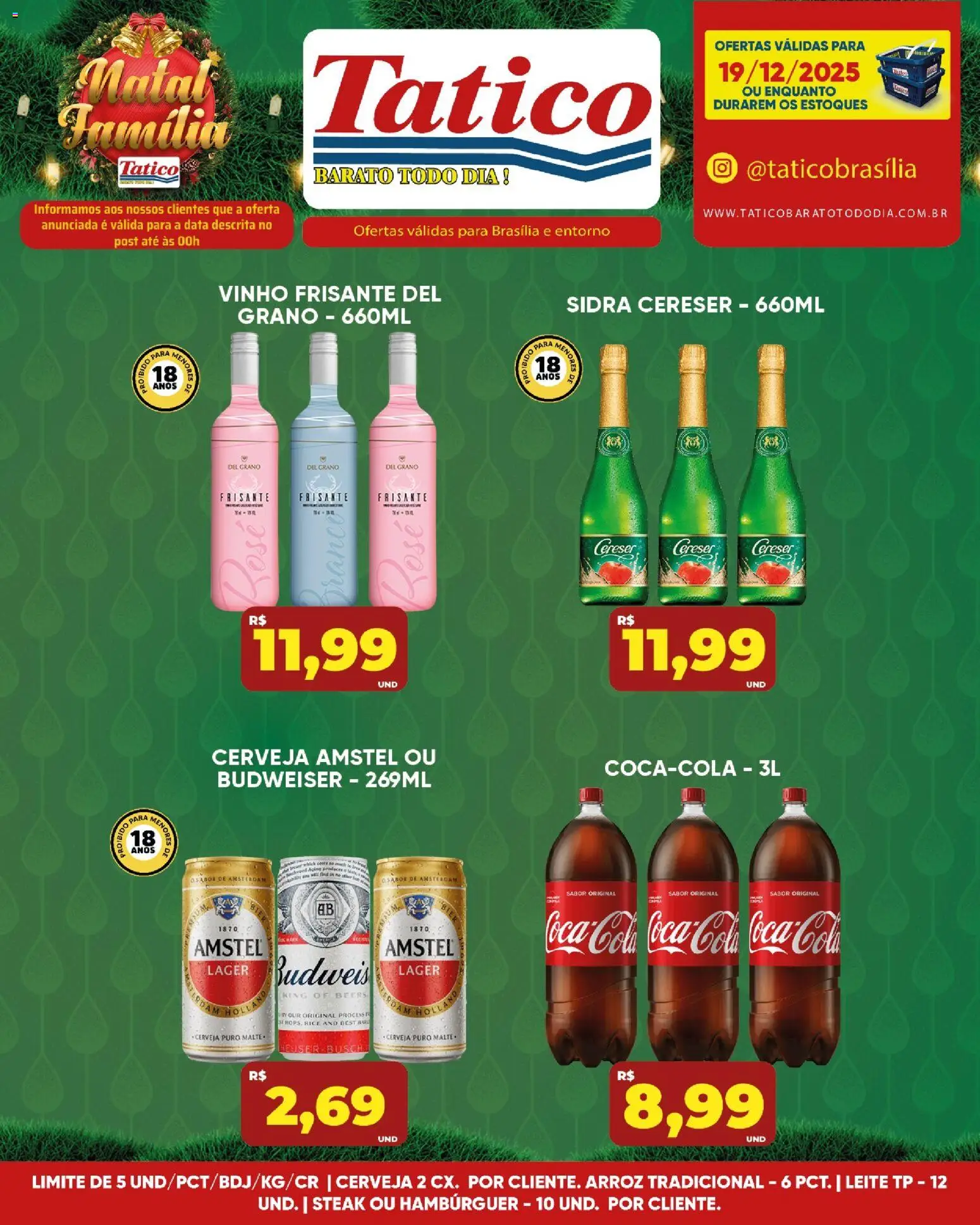 Tatico Folheto - válido de 20.12.2025 | Página: 25 | Produtos: Leite, Cerveja, Arroz, Hambúrguer
