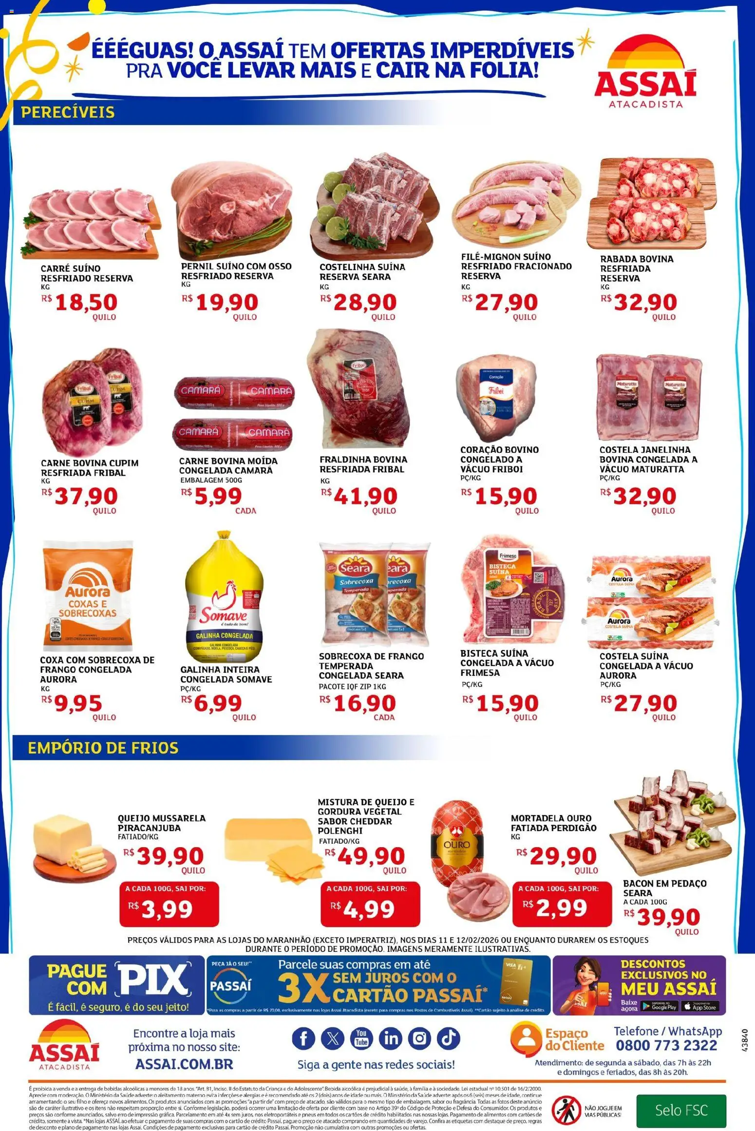 Assaí Atacadista Folheto - válido de 11.02.2026 | Página: 2 | Produtos: Pernil, Queijo, Base, Carne