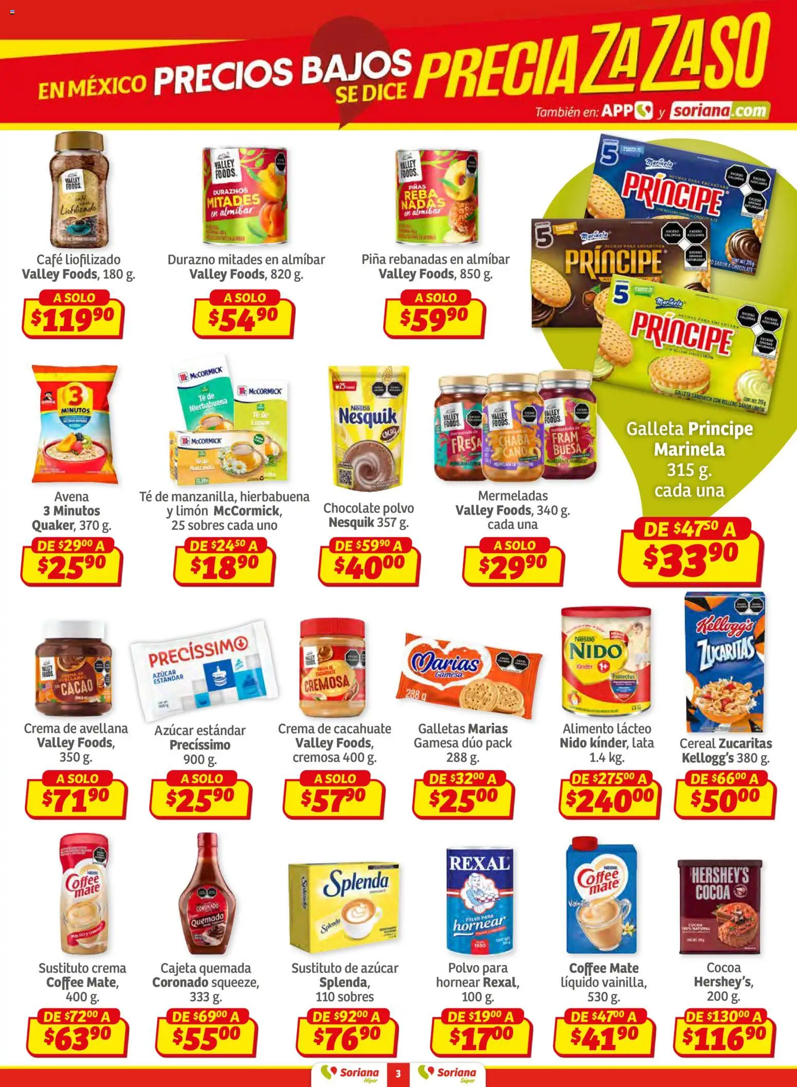Nuevas ofertas de Soriana válidas en toda la República Mexicana desde el 12.02.2026. ¡Encuentra las mejores ofertas en Soriana - Preciazazaso Súper: Chih, Coah, Dur, NL, SLP, Tamps, Zac! | Página: 3 | Productos: Azúcar, Crema, Limón, Galletas