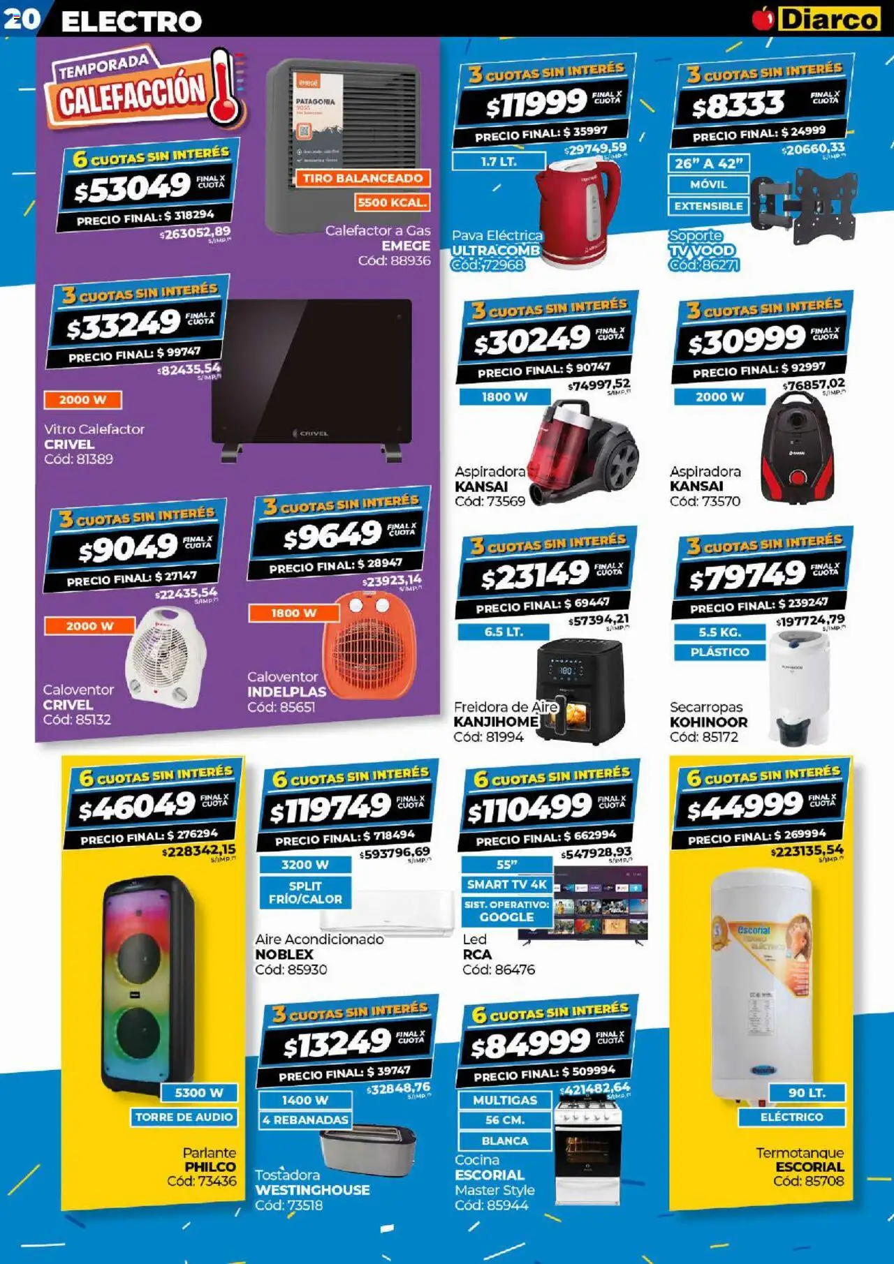 Diarco ofertas │ válido desde el 14.07.2025 | Página: 20 | Productos: Audio, Aire acondicionado, Pava, Freidora de aire