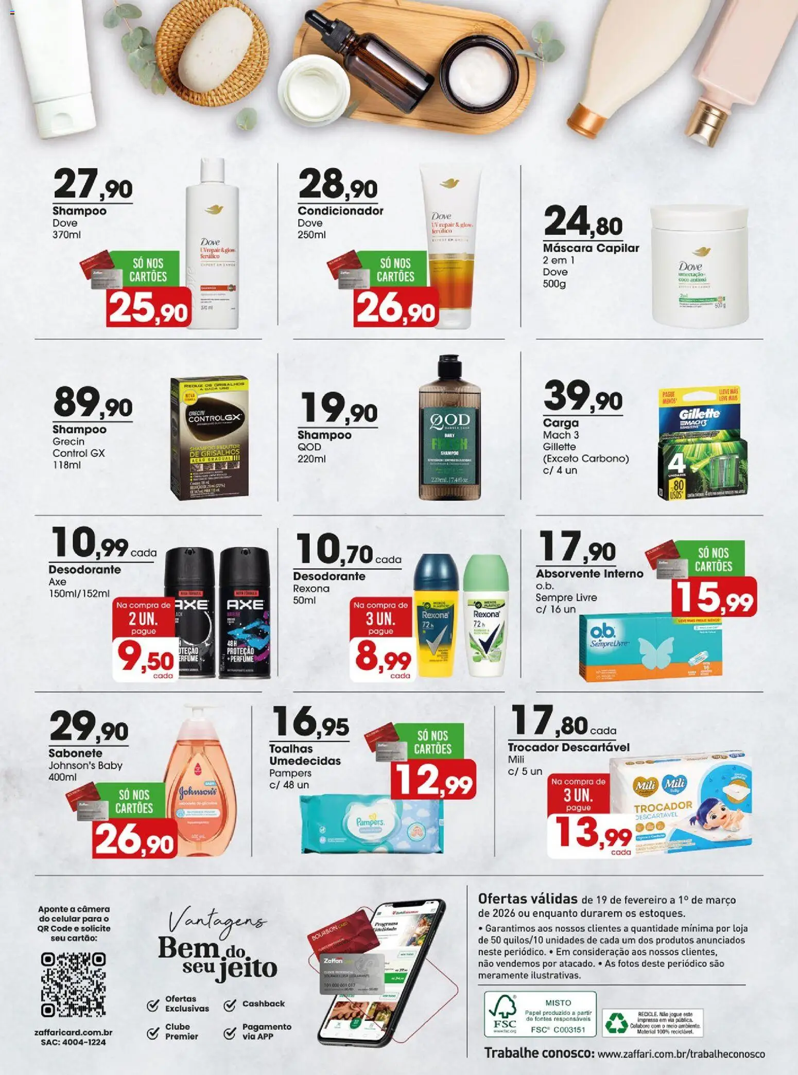 Zaffari Folheto - válido de 19.02.2026 | Página: 14 | Produtos: Coco, Dove, Absorvente interno, Câmera