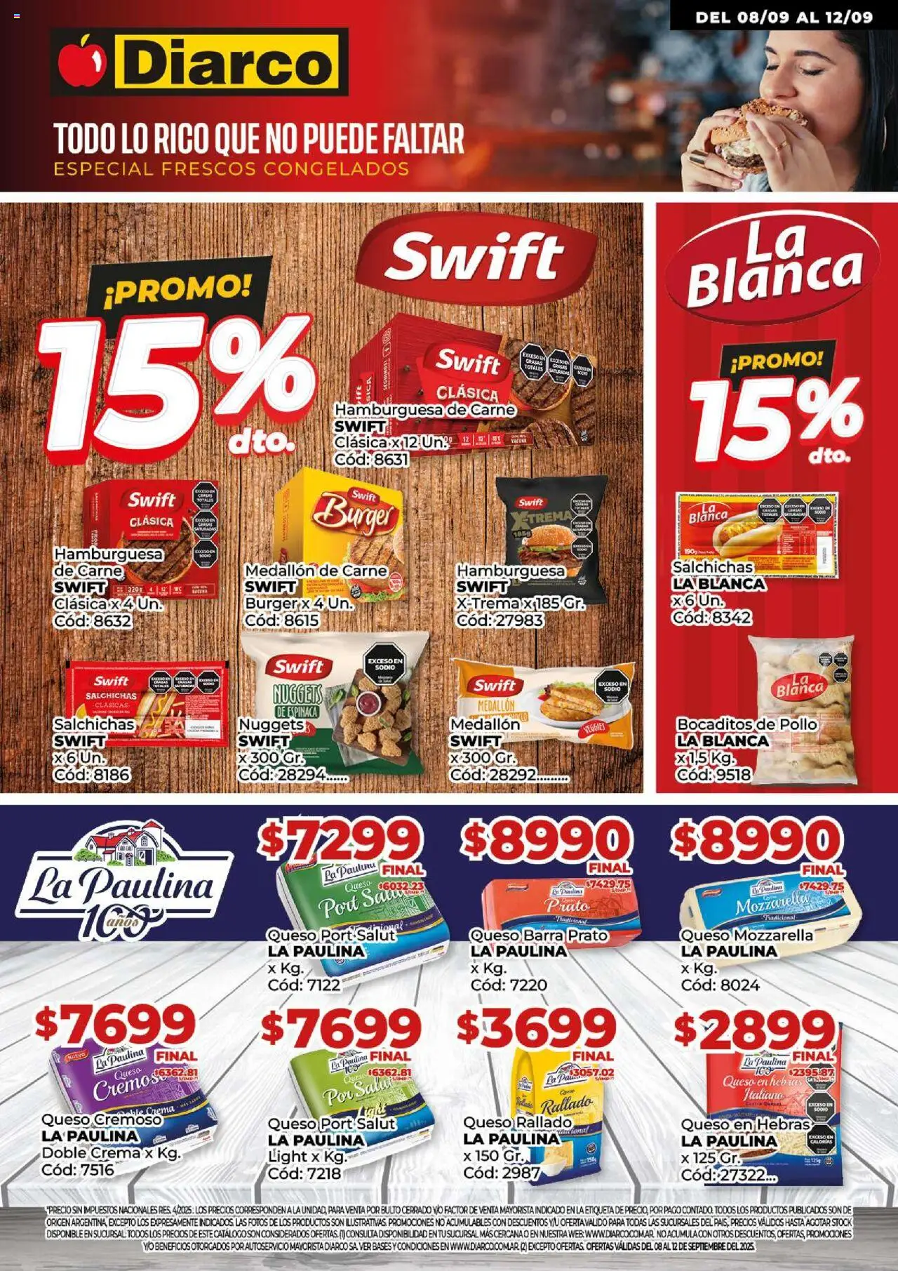 Diarco ofertas Swift │ válido desde el 08.09.2025 | Página: 1 | Productos: Queso, Espinaca, Pasta, Crema